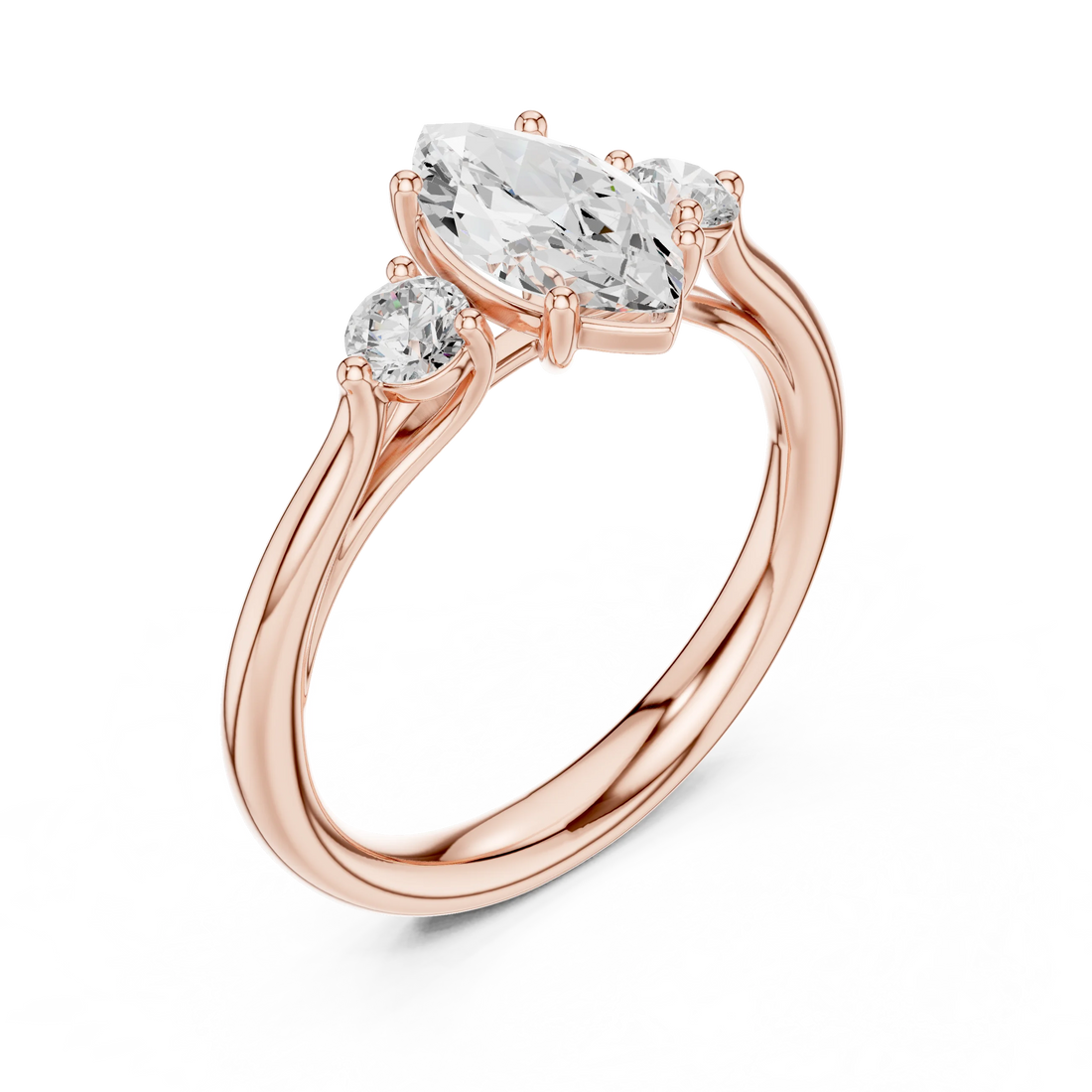 Marquise-Cut Three-Stone Diamond Engagement Ring