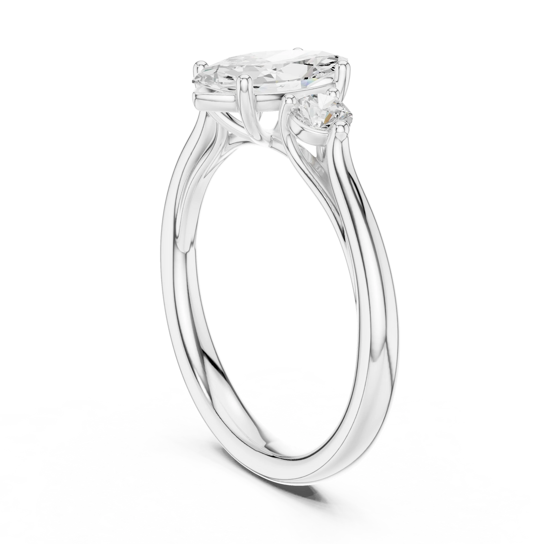 Marquise-Cut Three-Stone Diamond Engagement Ring