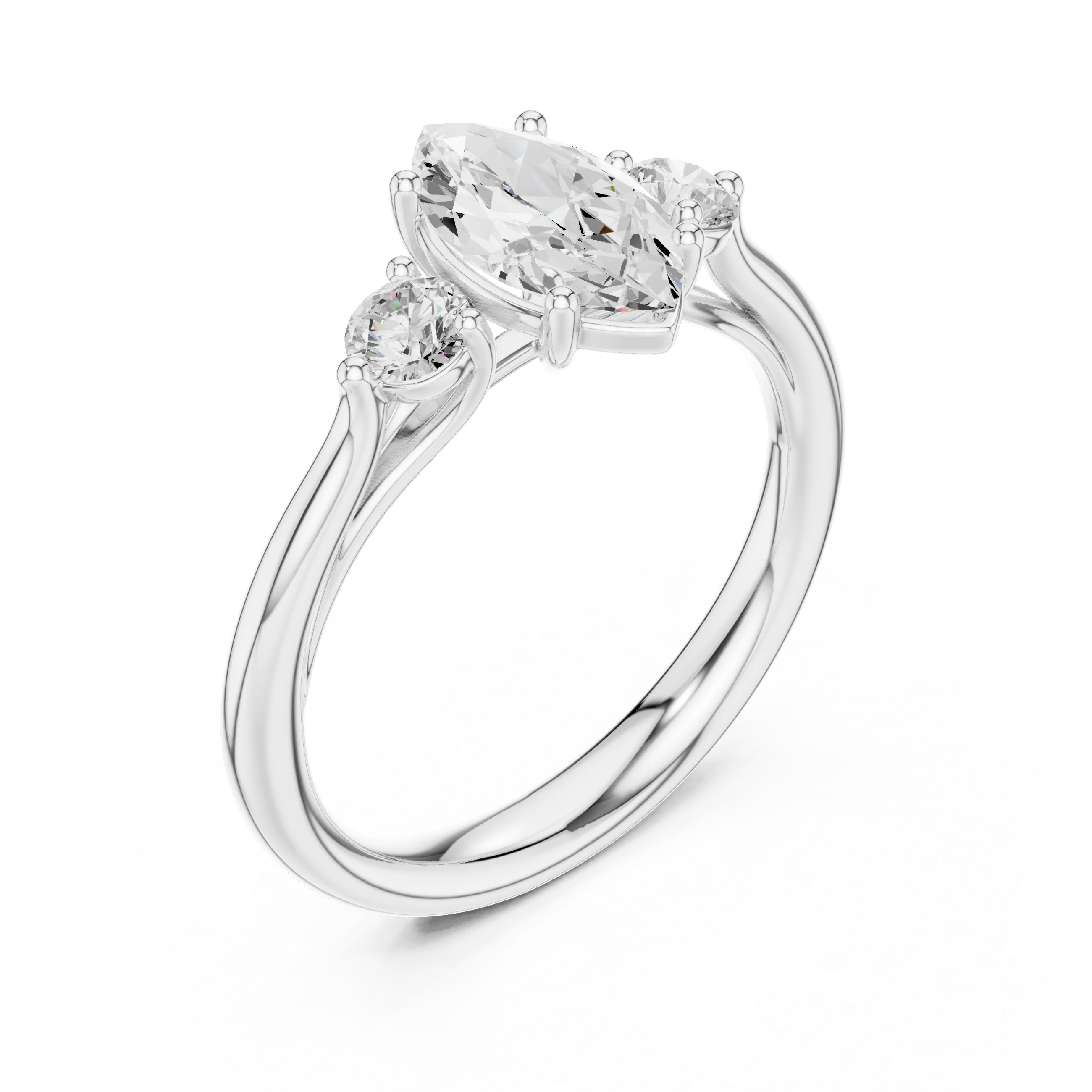 Marquise-Cut Three-Stone Diamond Engagement Ring