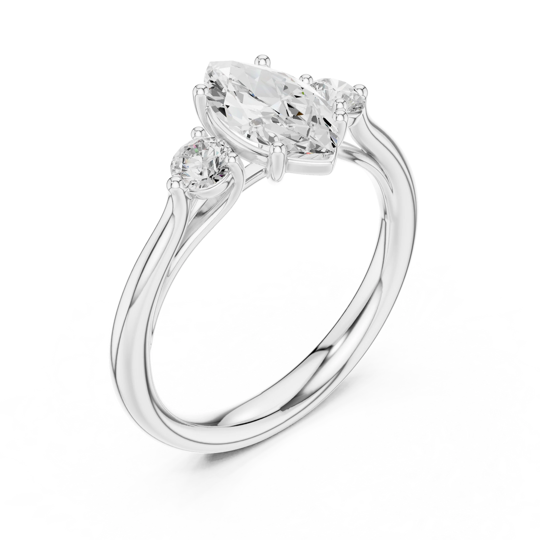 Marquise-Cut Three-Stone Diamond Engagement Ring
