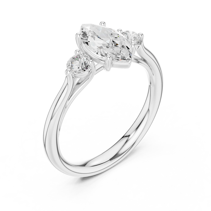 Marquise-Cut Three-Stone Diamond Engagement Ring