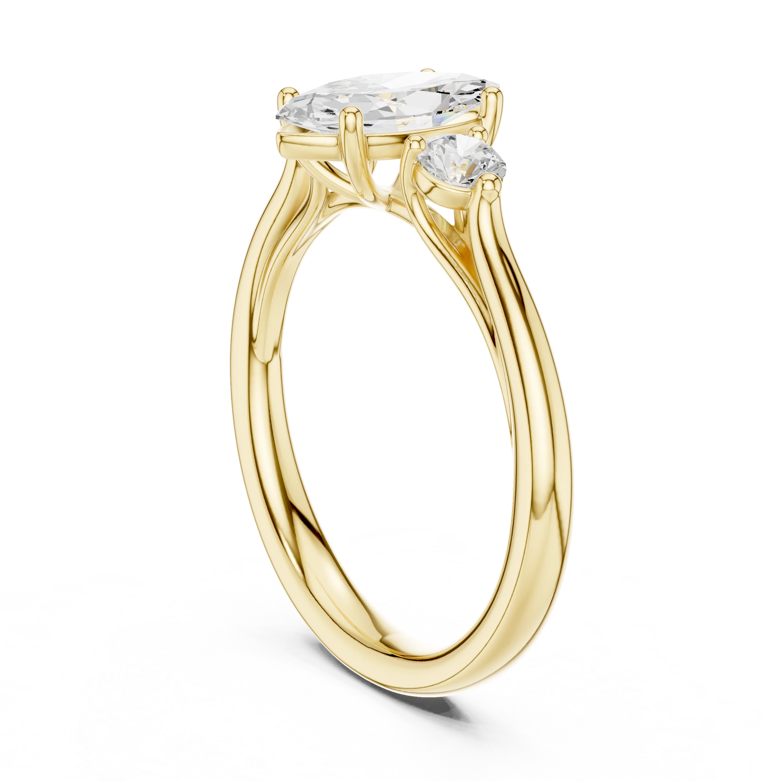 Marquise-Cut Three-Stone Diamond Engagement Ring
