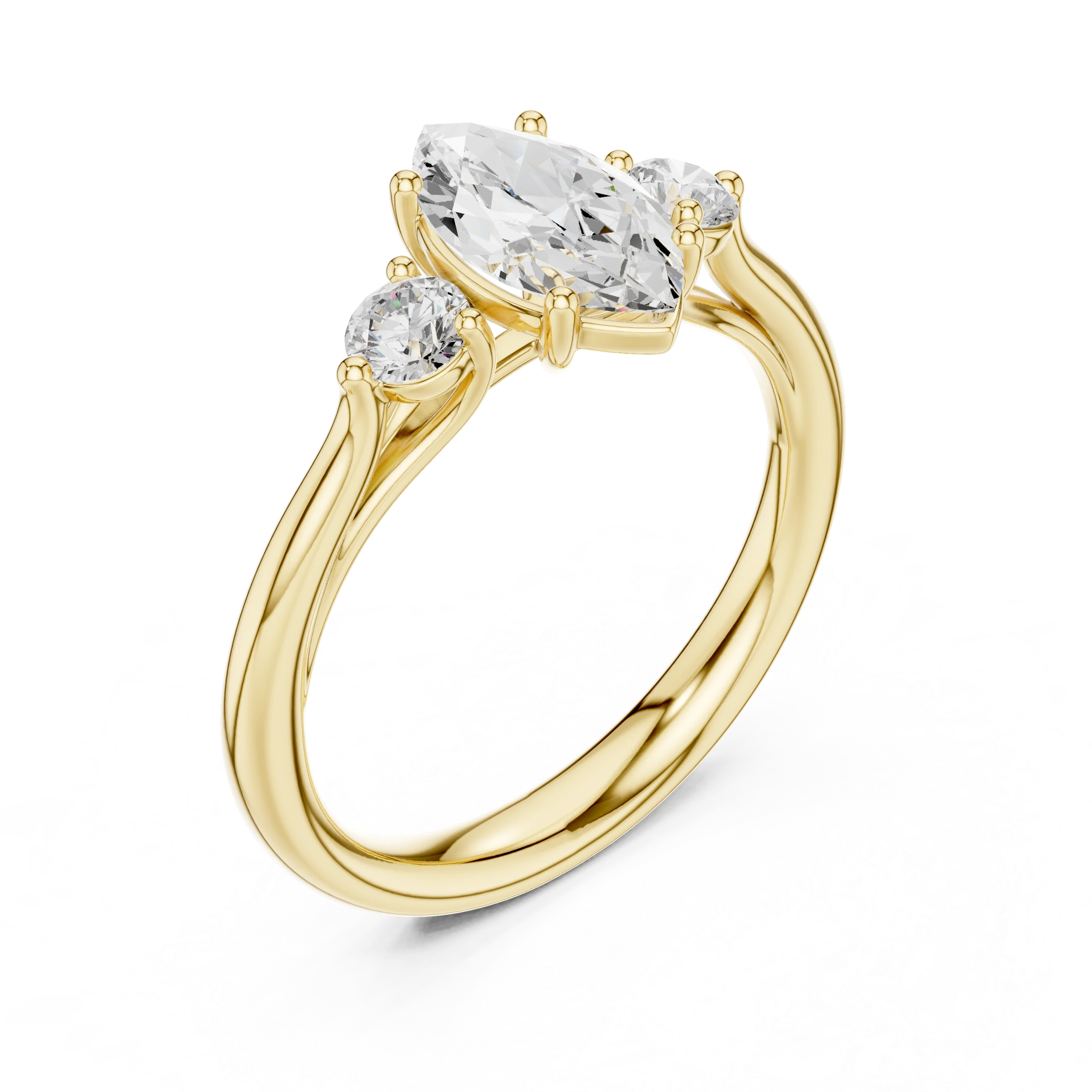 Marquise-Cut Three-Stone Diamond Engagement Ring