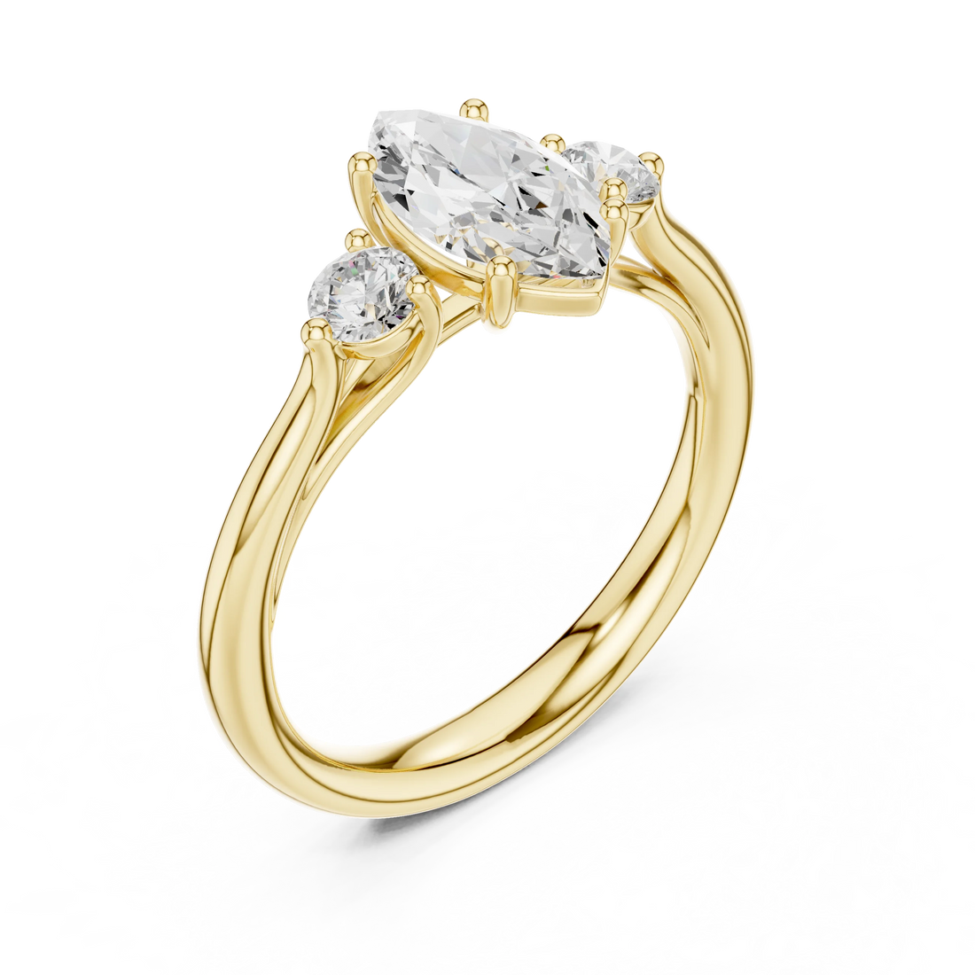 Marquise-Cut Three-Stone Diamond Engagement Ring
