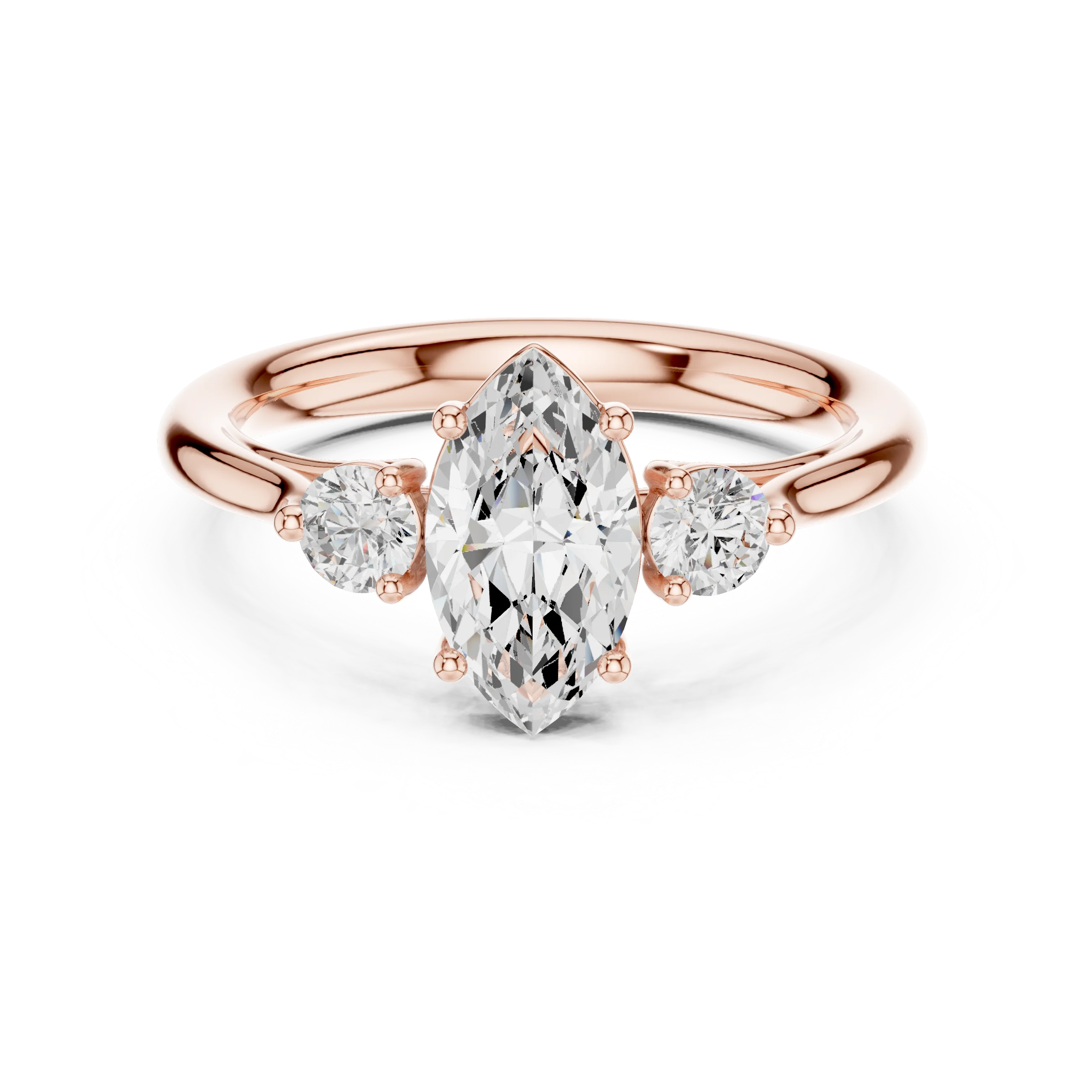 Marquise-Cut Three-Stone Diamond Engagement Ring
