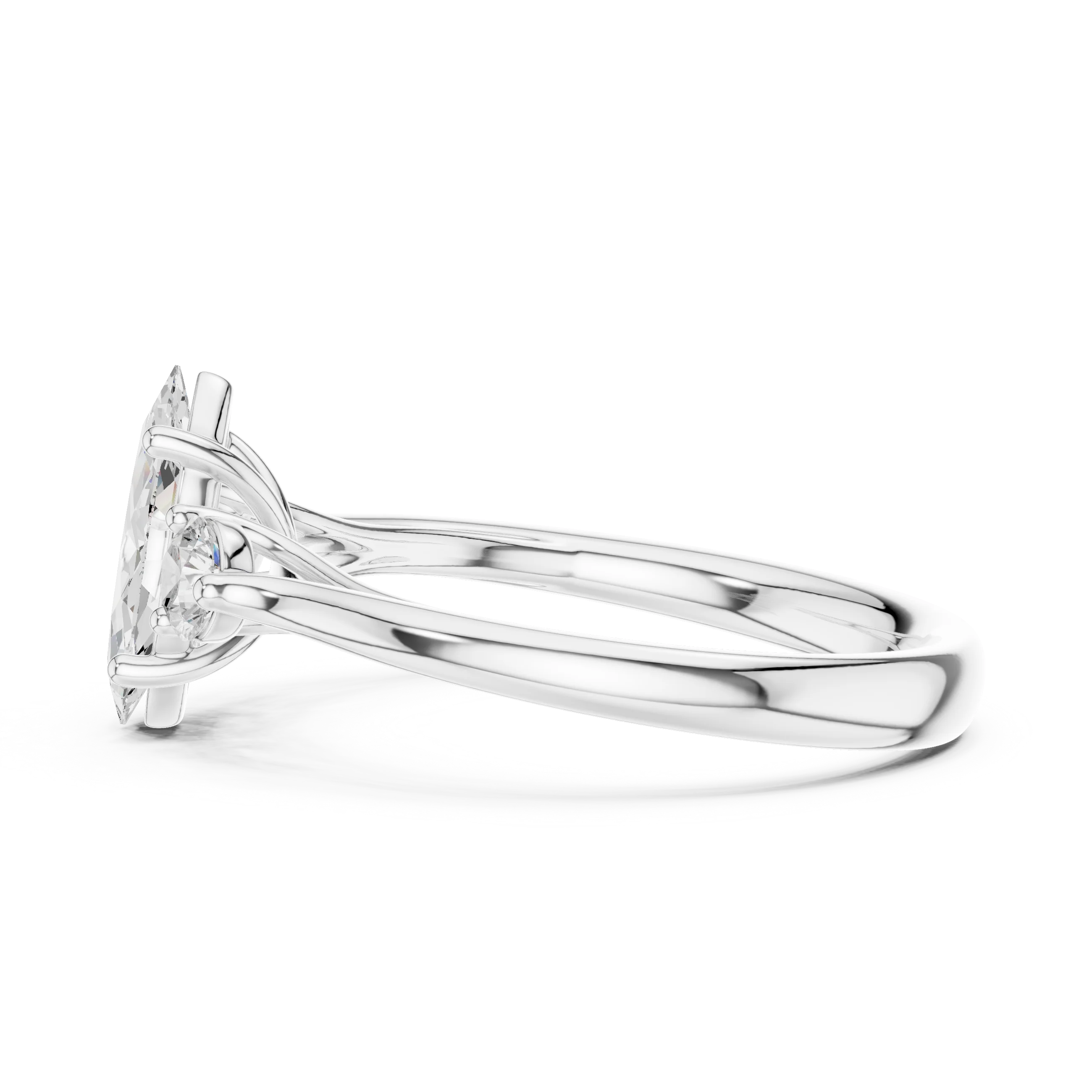 Marquise-Cut Three-Stone Diamond Engagement Ring