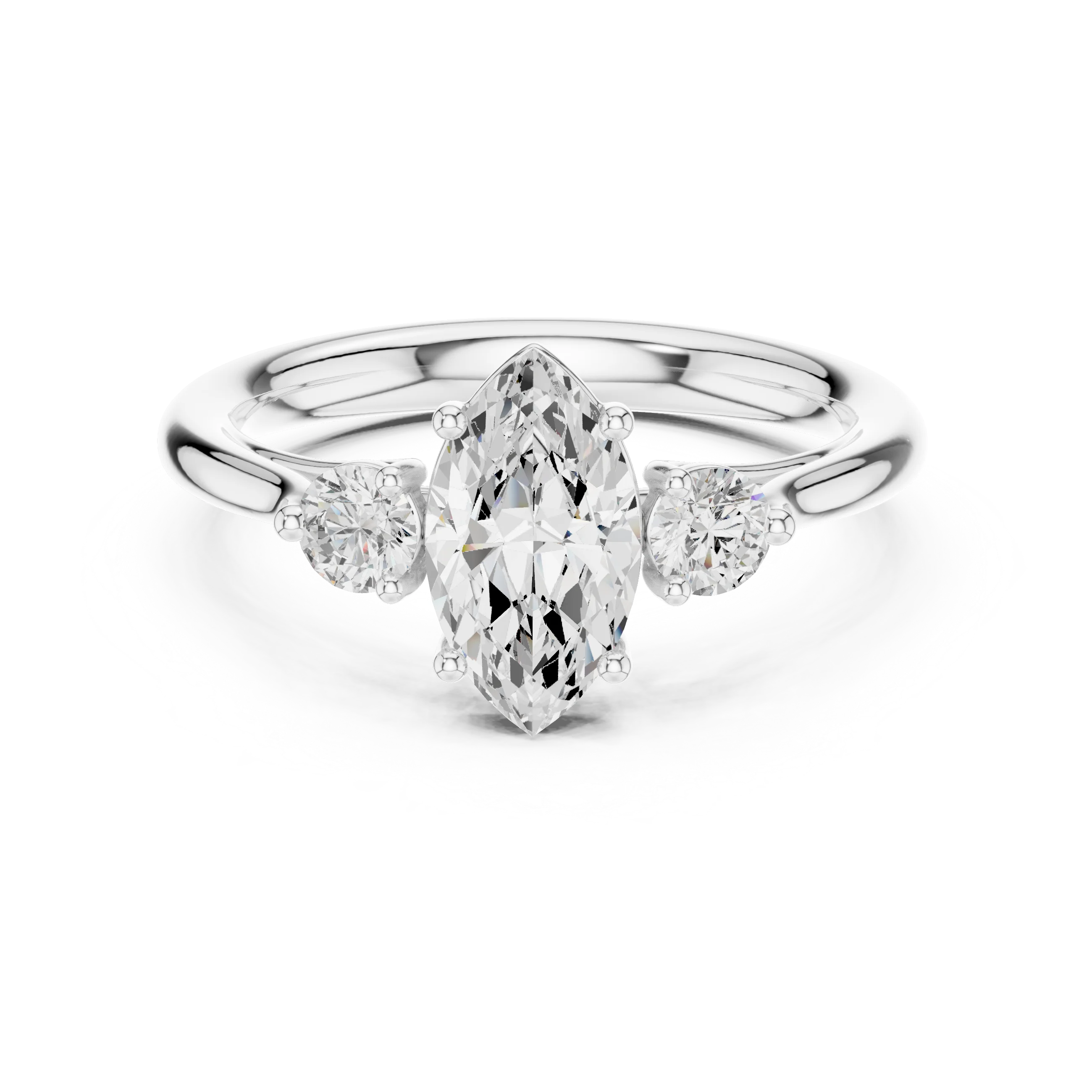 Marquise-Cut Three-Stone Diamond Engagement Ring