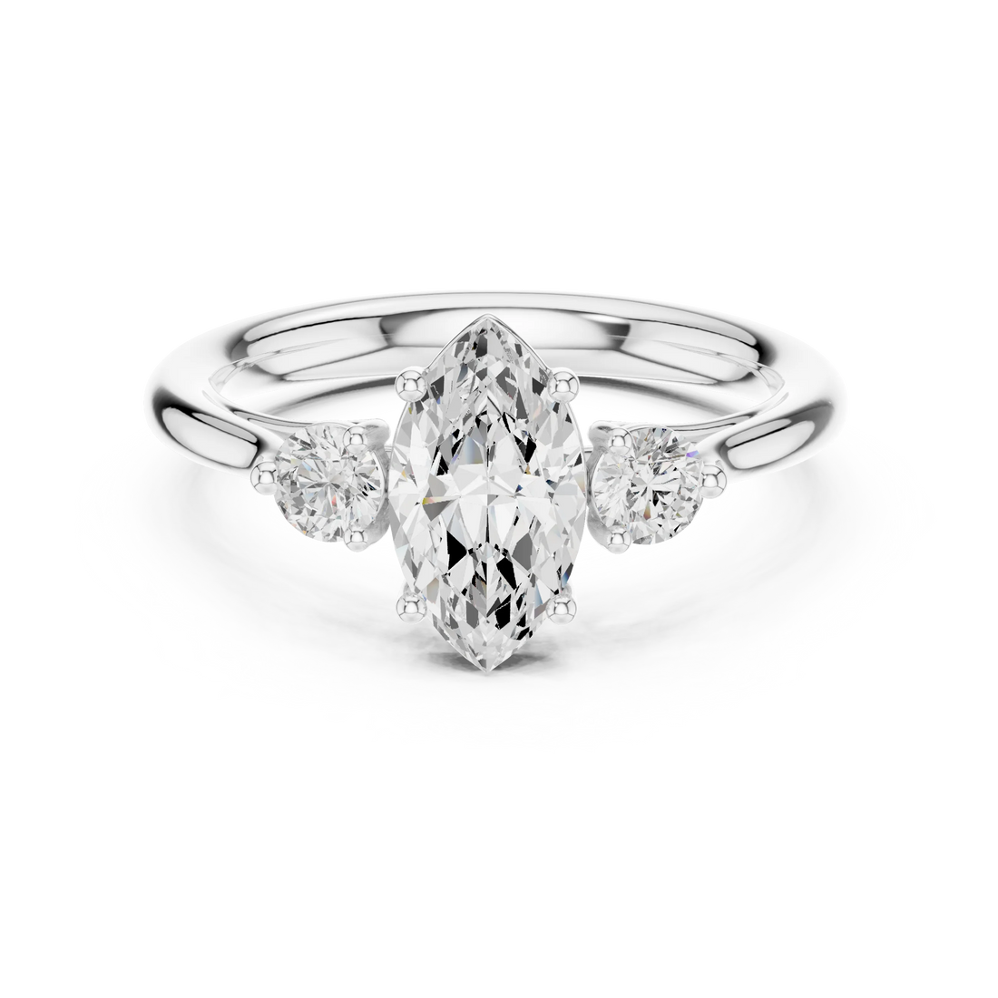 Marquise-Cut Three-Stone Diamond Engagement Ring