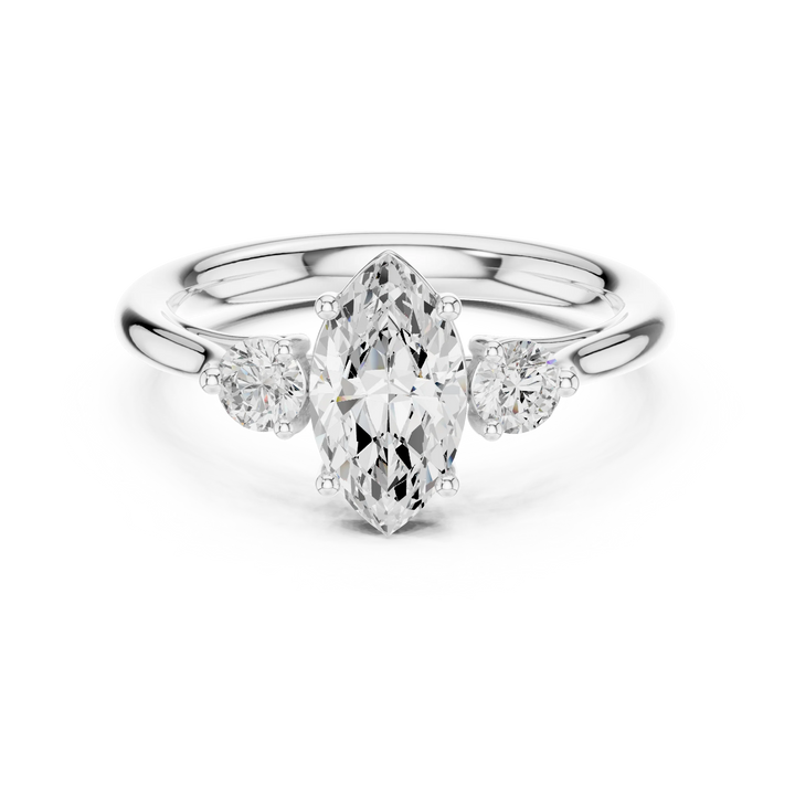 Marquise-Cut Three-Stone Diamond Engagement Ring