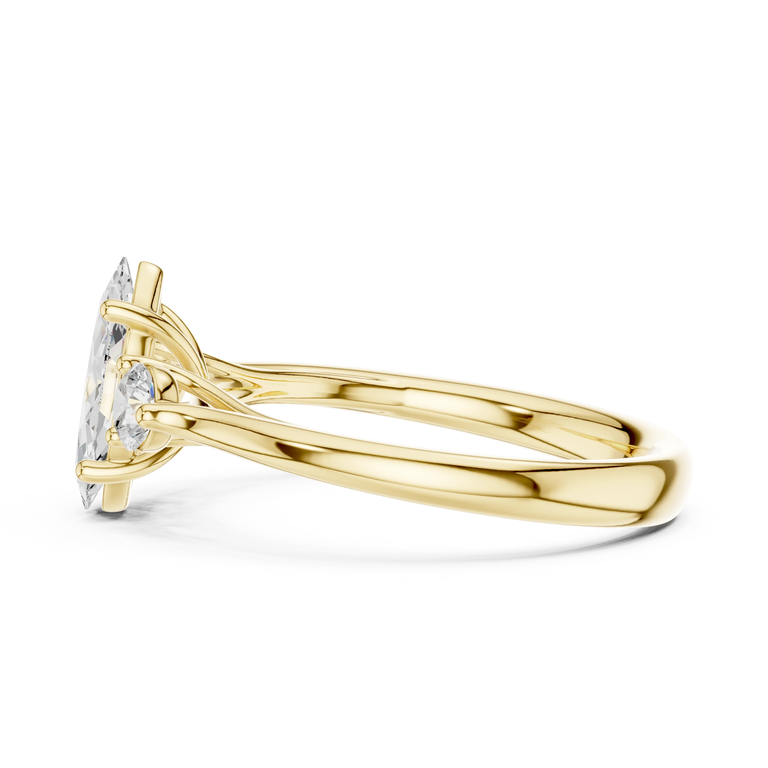 Marquise-Cut Three-Stone Diamond Engagement Ring