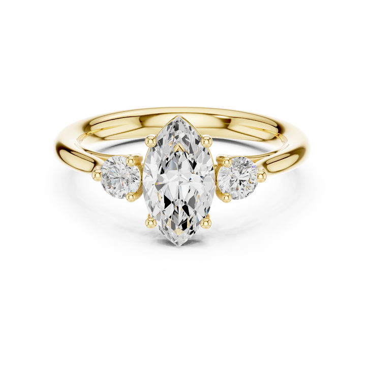 Marquise-Cut Three-Stone Diamond Engagement Ring