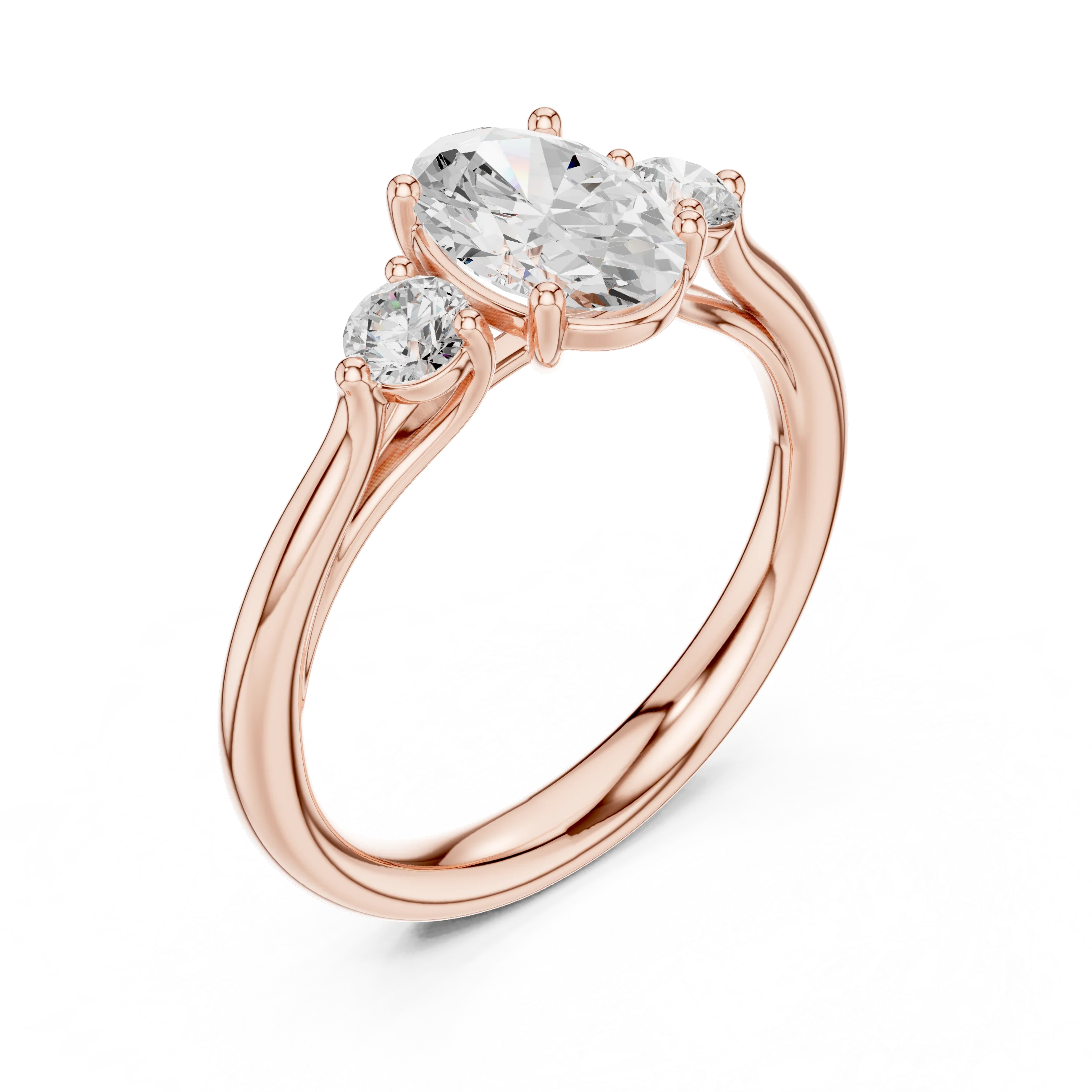 Oval-Cut Three-Stone Diamond Engagement Ring