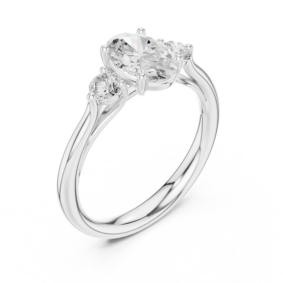 Oval-Cut Three-Stone Diamond Engagement Ring