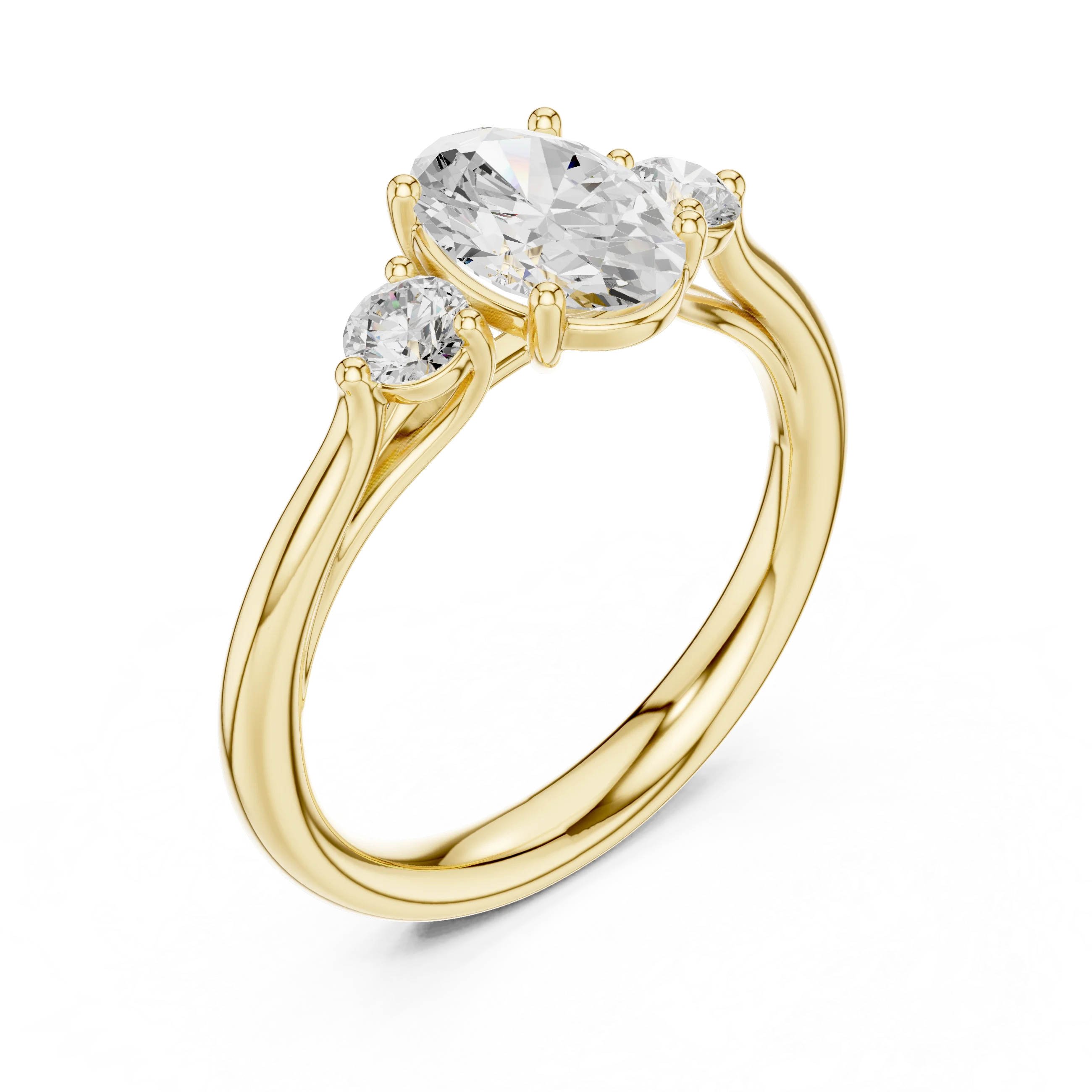 Oval-Cut Three-Stone Diamond Engagement Ring
