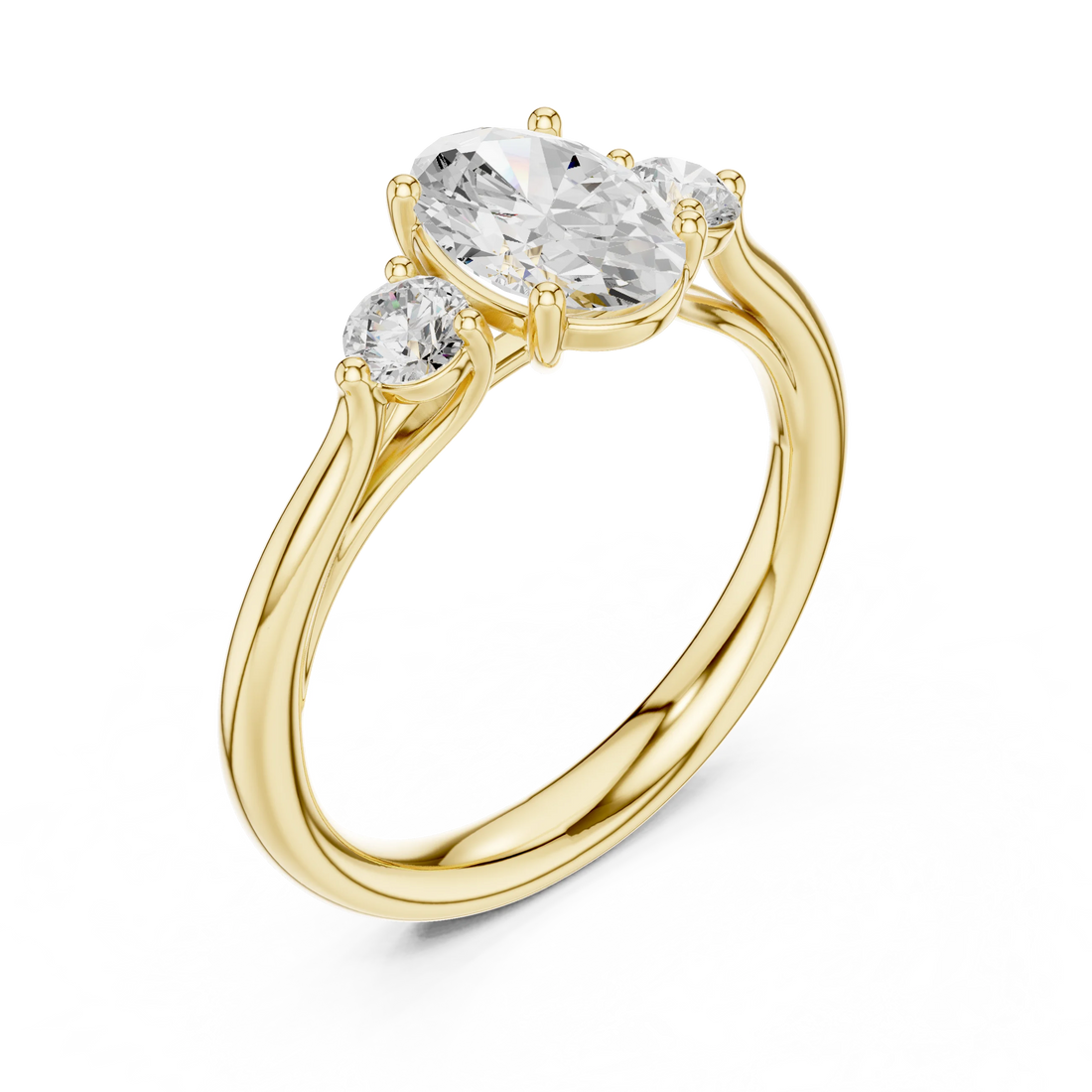 Oval-Cut Three-Stone Diamond Engagement Ring