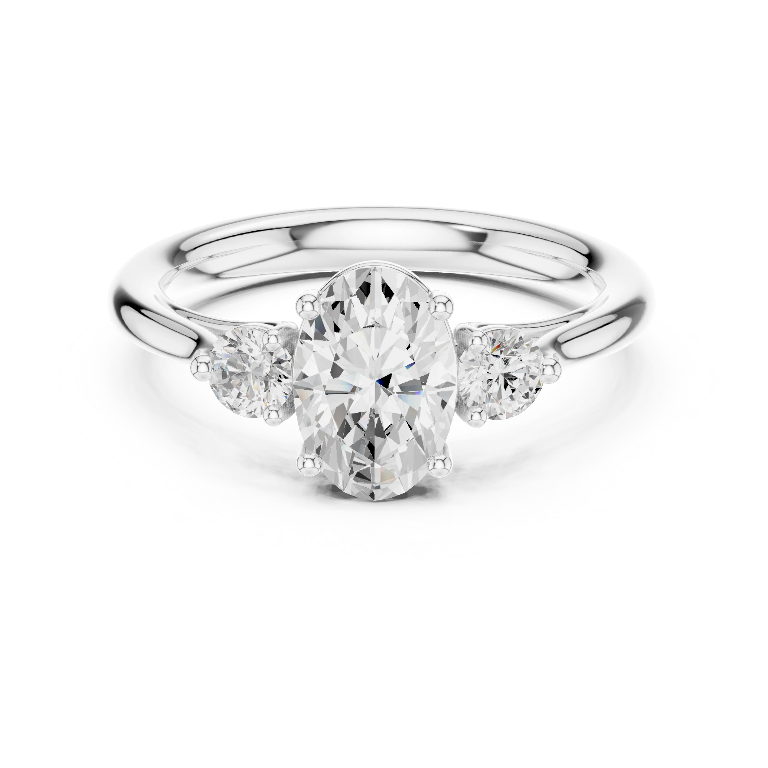 Oval-Cut Three-Stone Diamond Engagement Ring