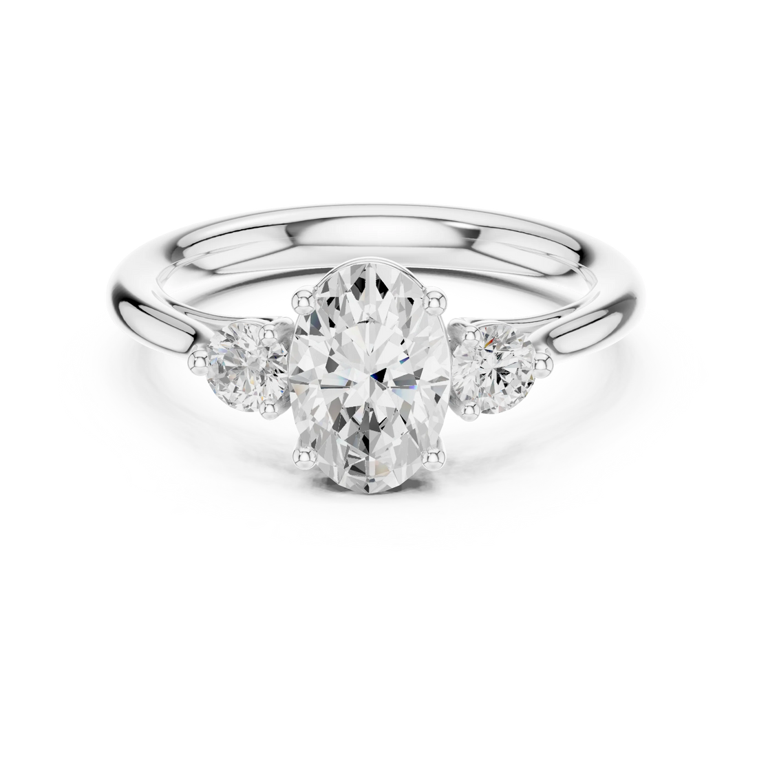 Oval-Cut Three-Stone Diamond Engagement Ring