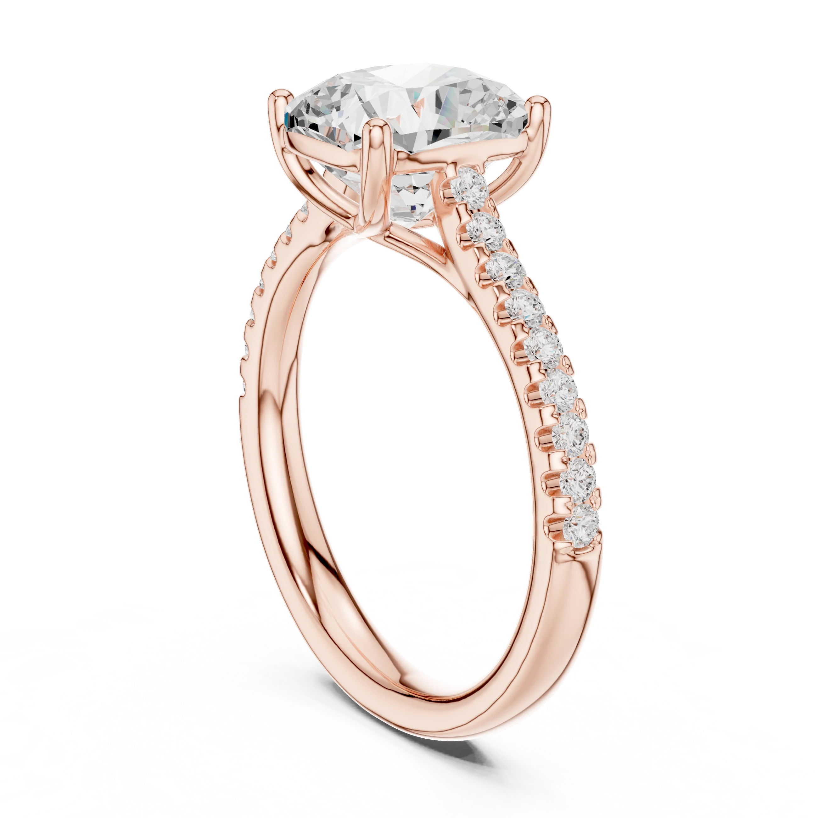 Cushion-Cut Diamond Engagement Ring with Split Shank