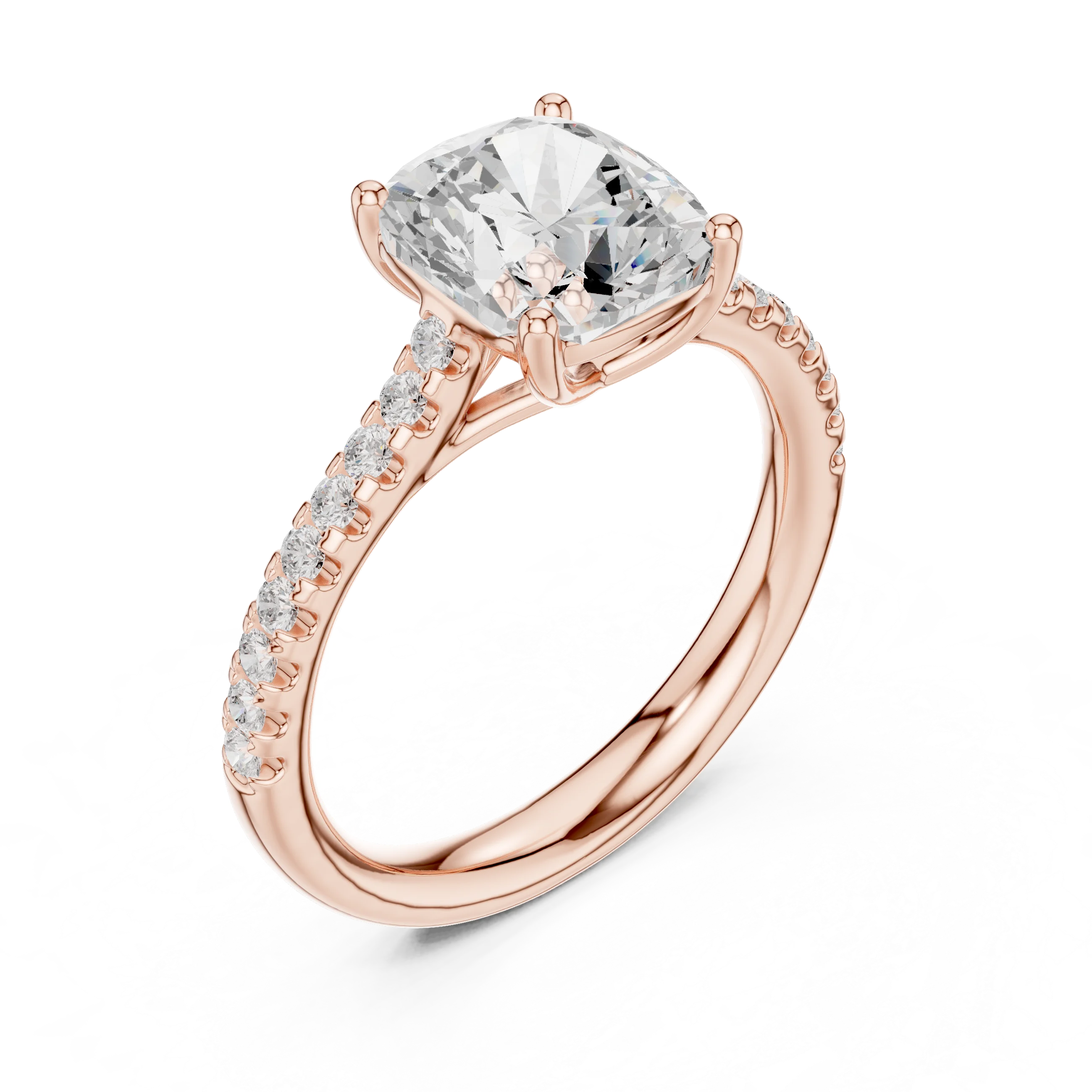 Cushion-Cut Diamond Engagement Ring with Split Shank