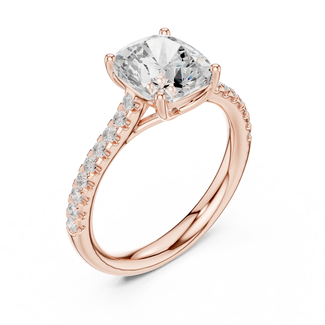 Cushion-Cut Diamond Engagement Ring with Split Shank