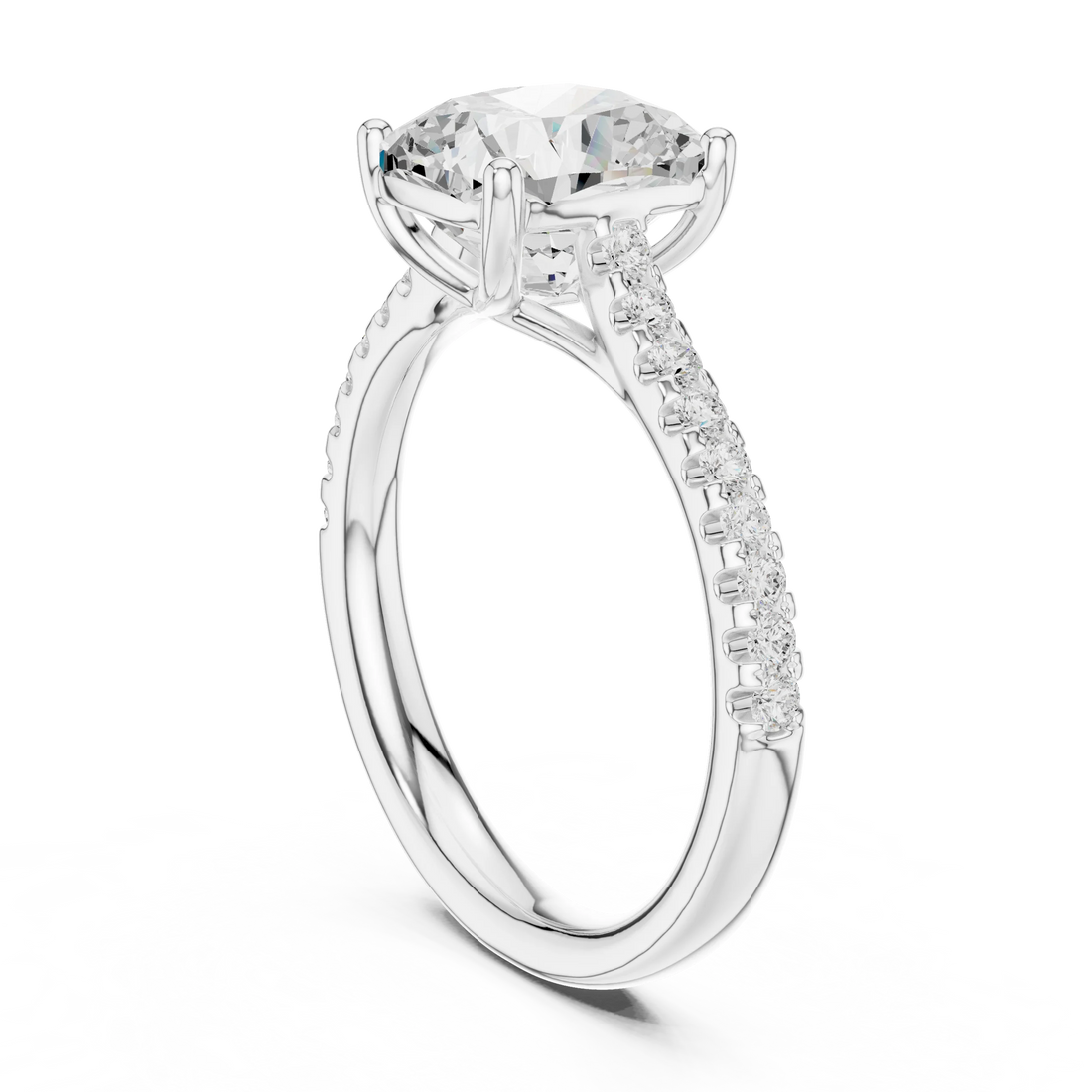 Cushion-Cut Diamond Engagement Ring with Split Shank