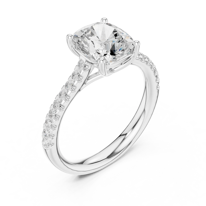 Cushion-Cut Diamond Engagement Ring with Split Shank