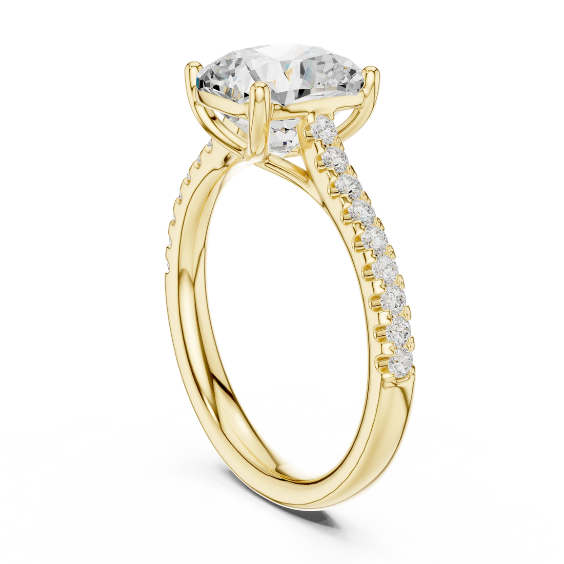Cushion-Cut Diamond Engagement Ring with Split Shank