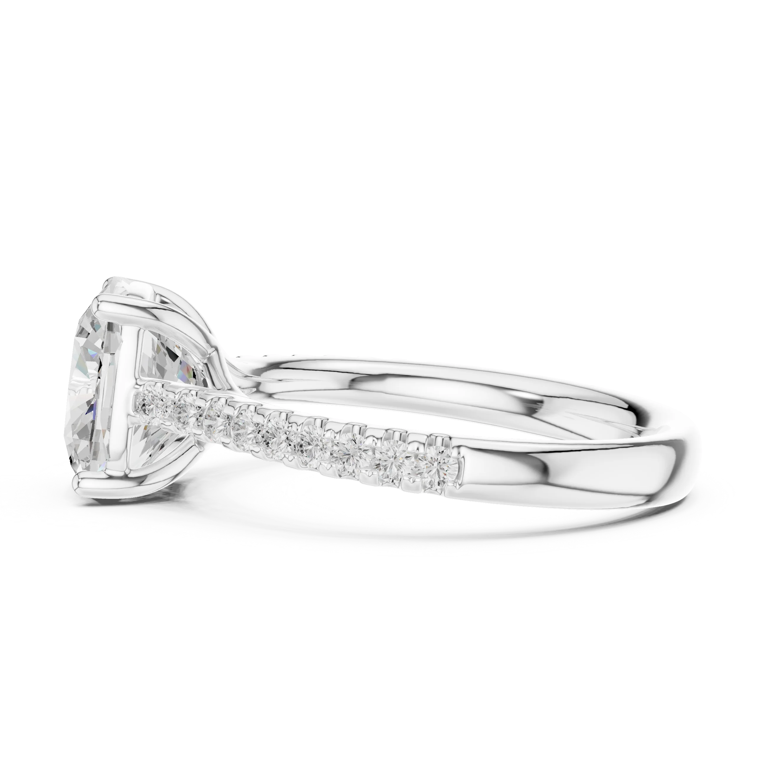 Cushion-Cut Diamond Engagement Ring with Split Shank