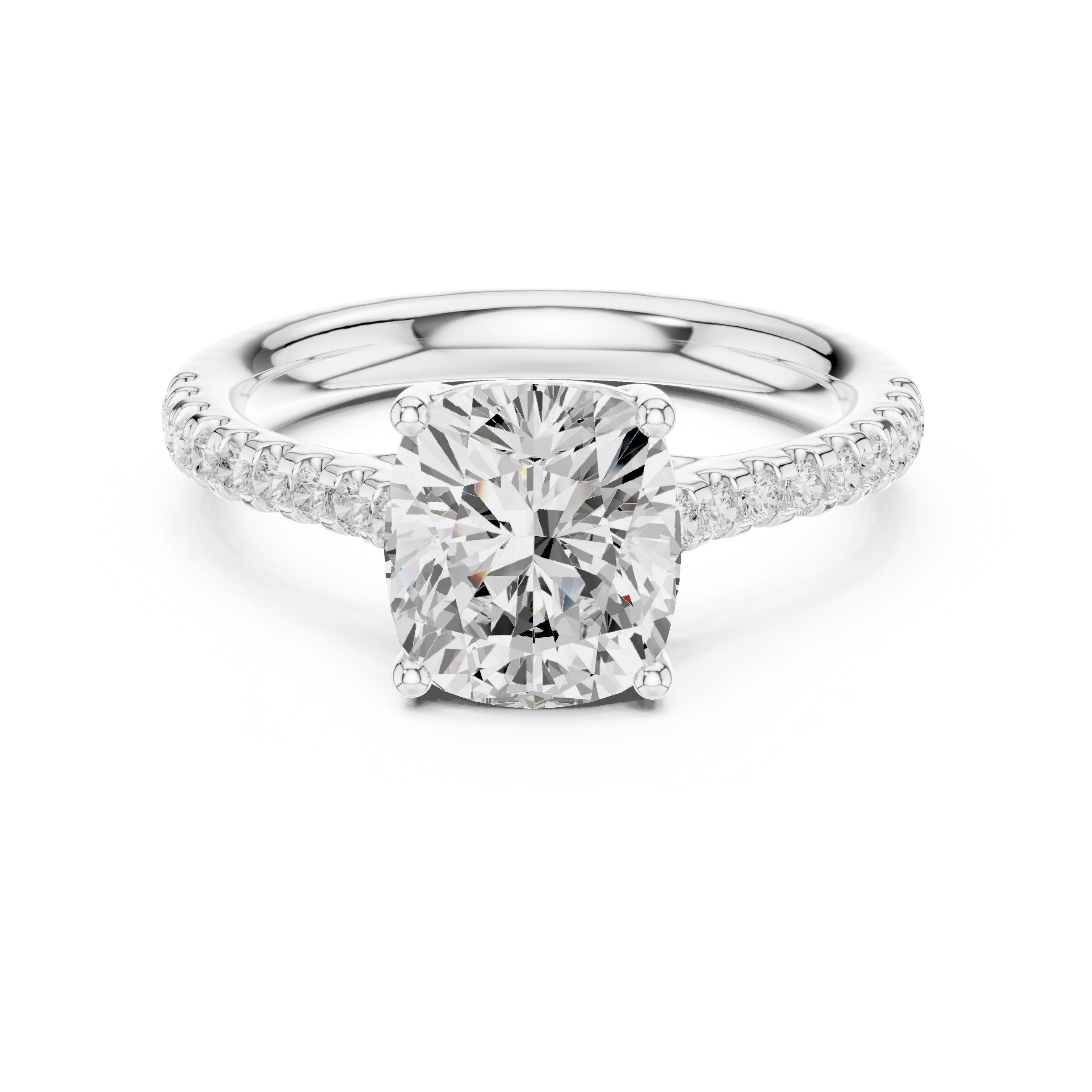 Cushion-Cut Diamond Engagement Ring with Split Shank