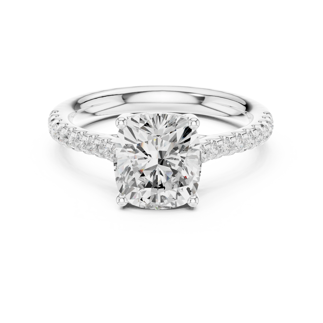 Cushion-Cut Diamond Engagement Ring with Split Shank
