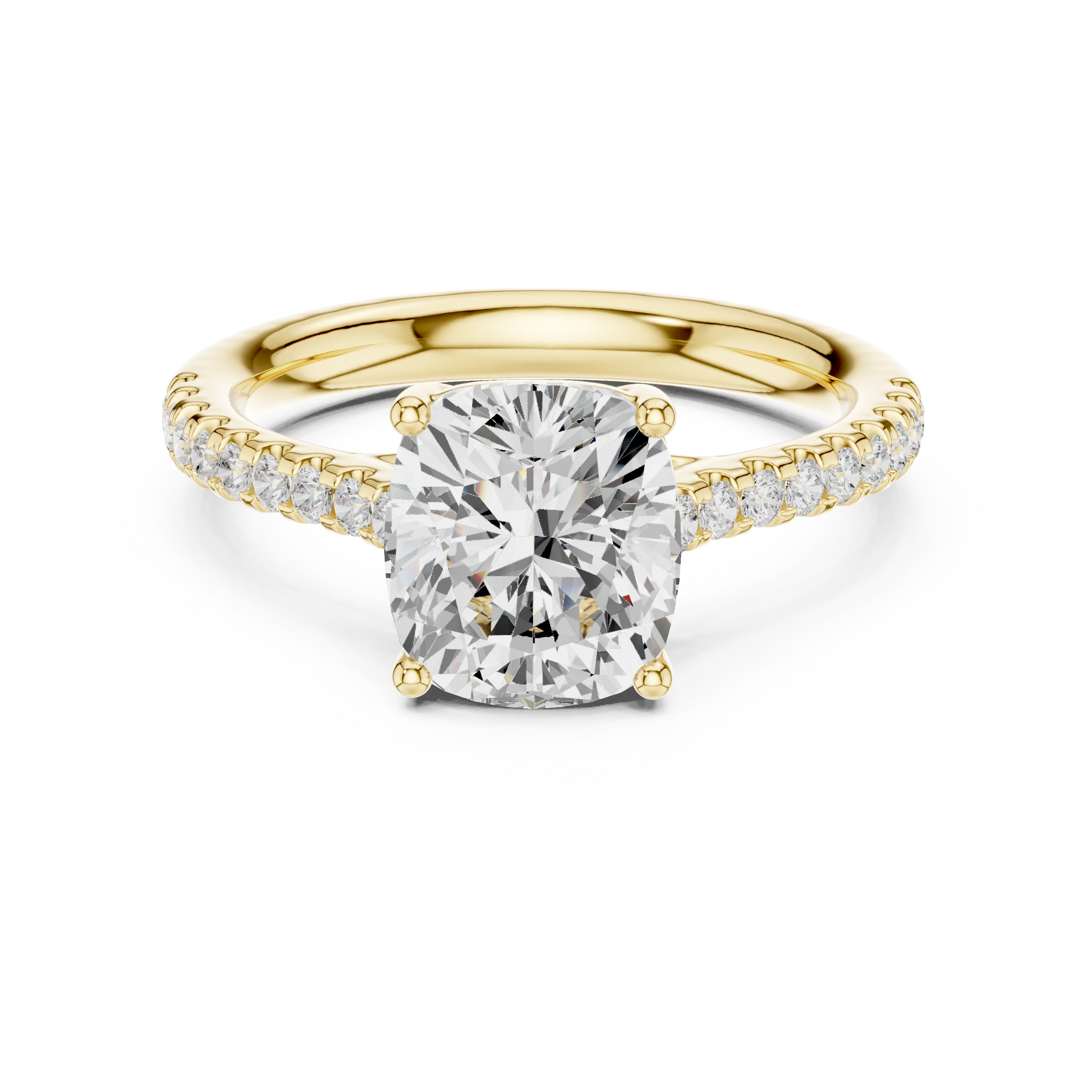 Cushion-Cut Diamond Engagement Ring with Split Shank