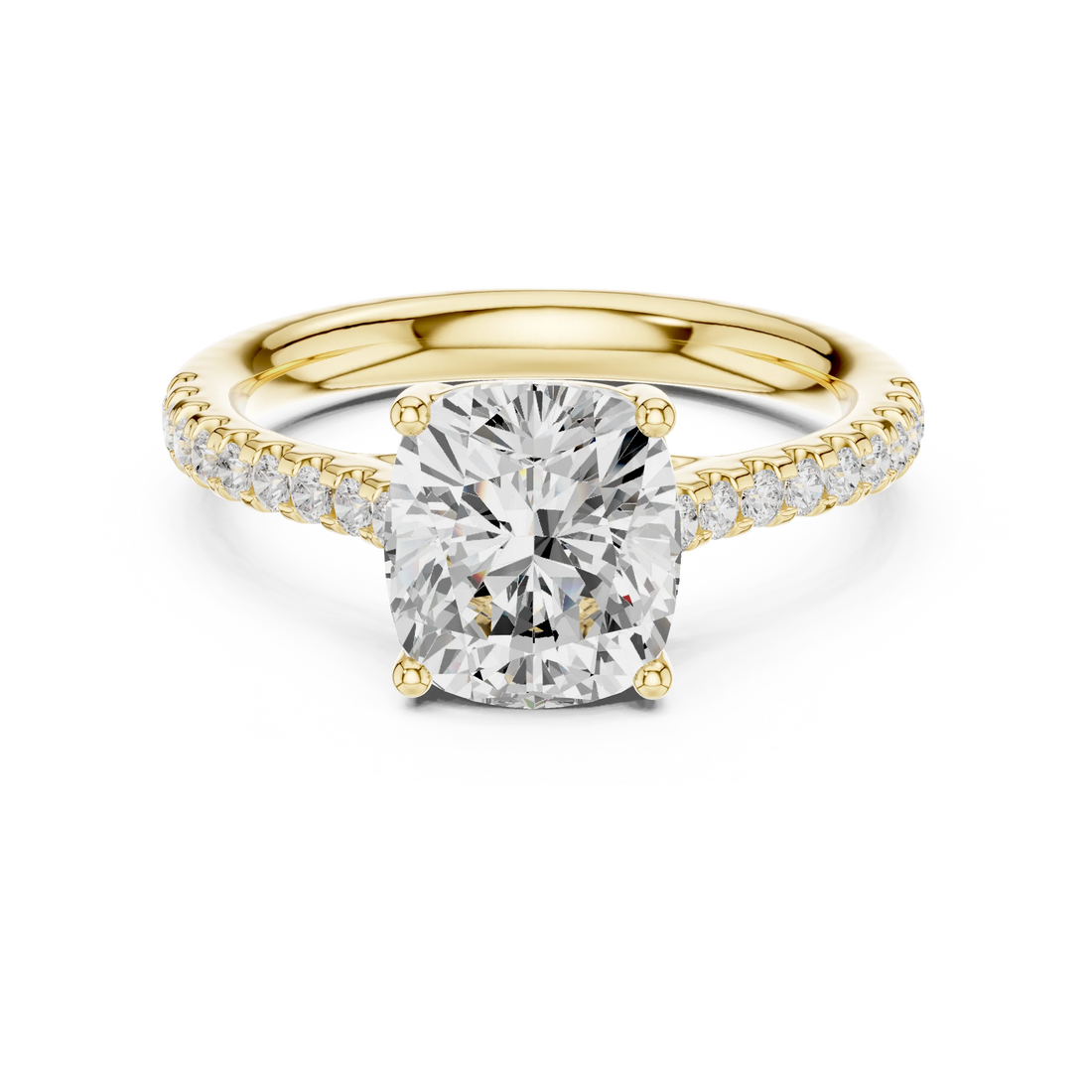 Cushion-Cut Diamond Engagement Ring with Split Shank