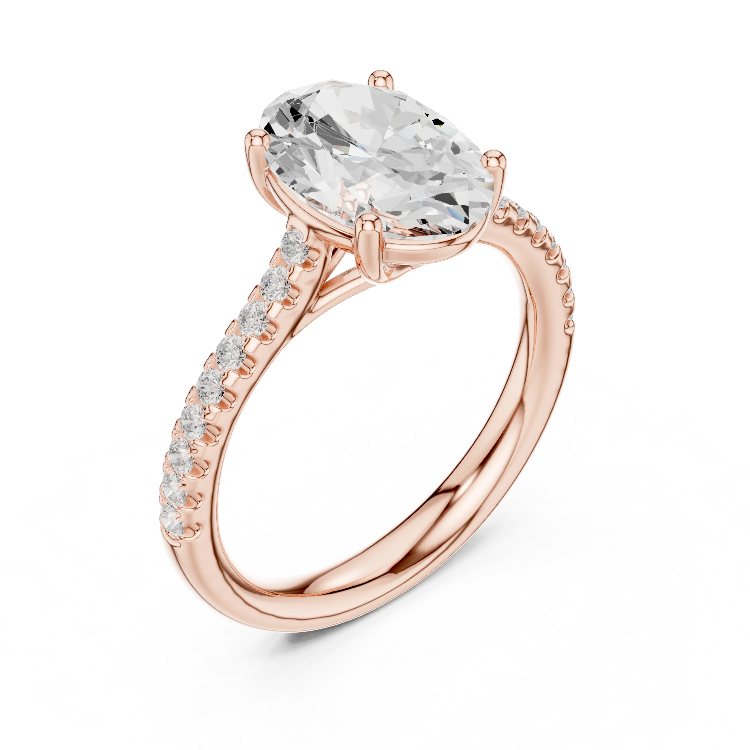 Oval-Cut Diamond Engagement Ring with Split Shank