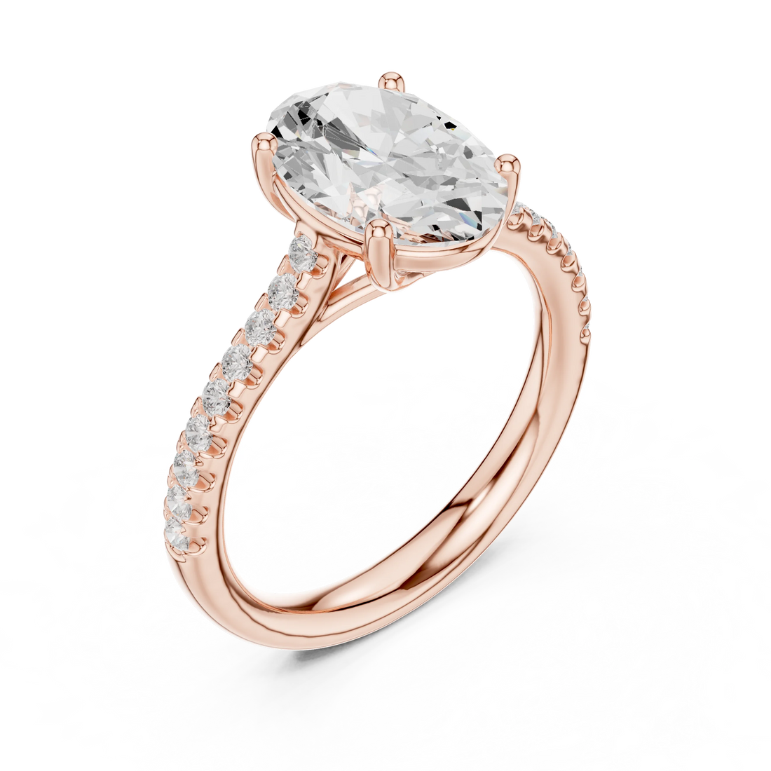 Oval-Cut Diamond Engagement Ring with Split Shank