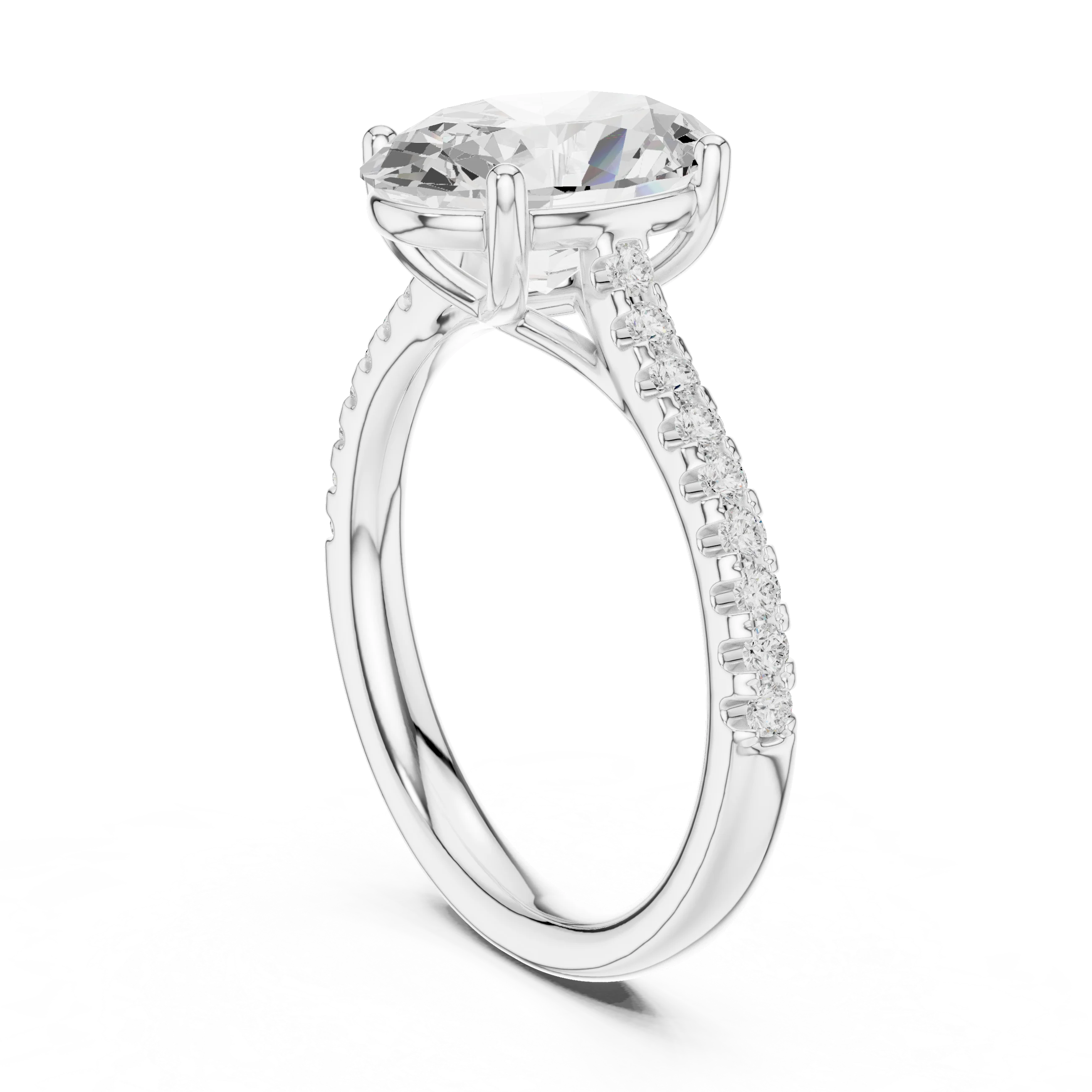Oval-Cut Diamond Engagement Ring with Split Shank