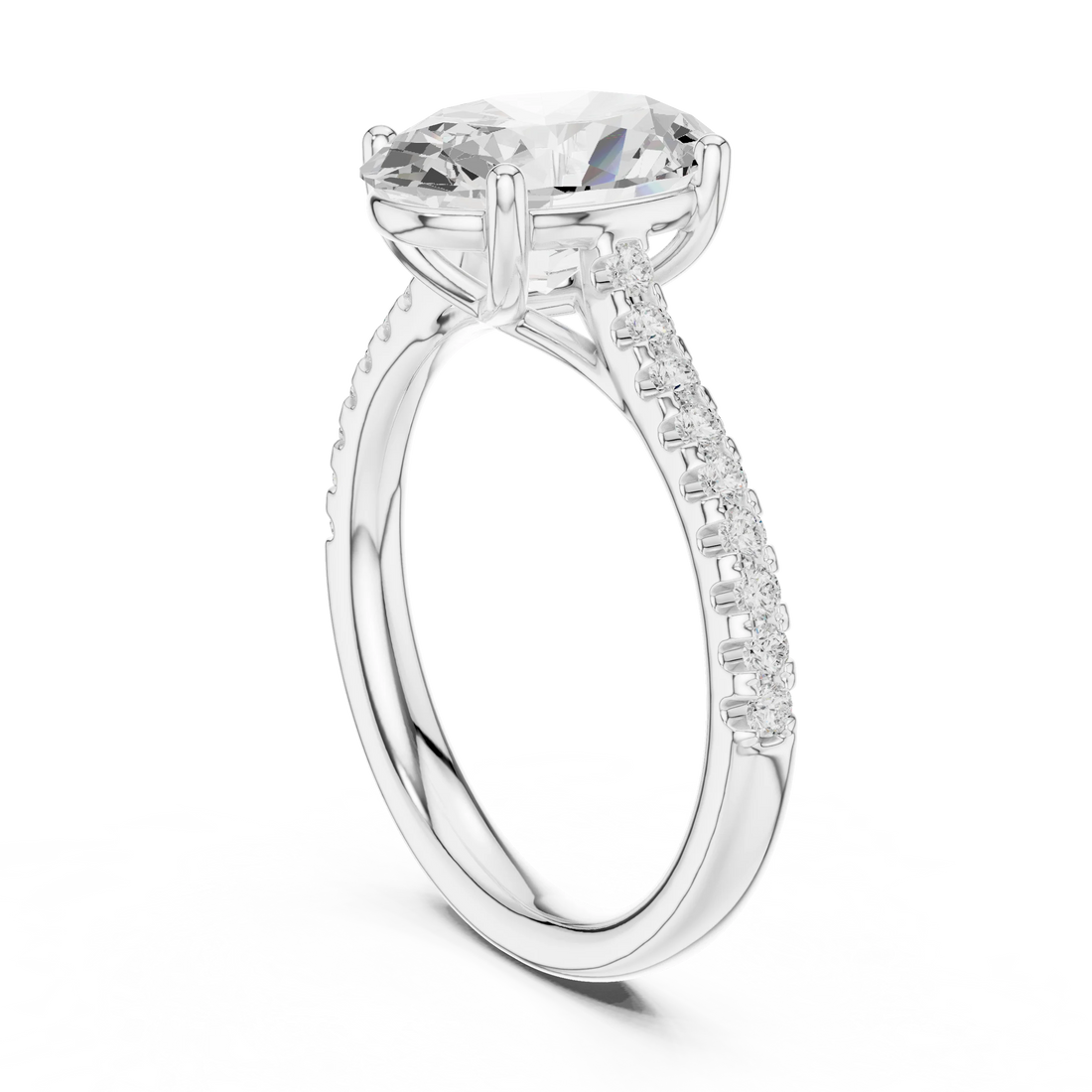 Oval-Cut Diamond Engagement Ring with Split Shank