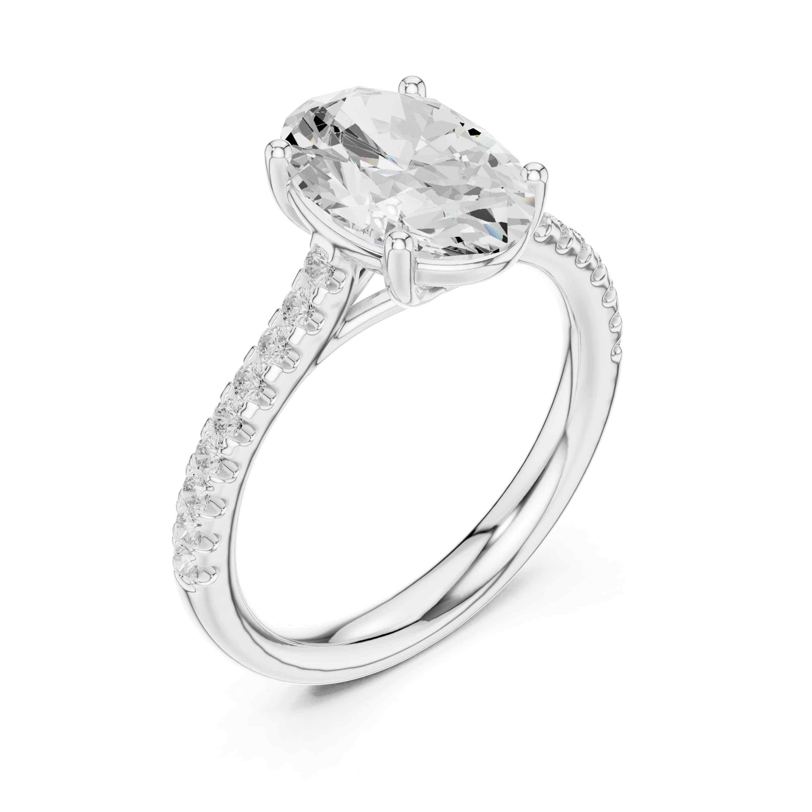 Oval-Cut Diamond Engagement Ring with Split Shank