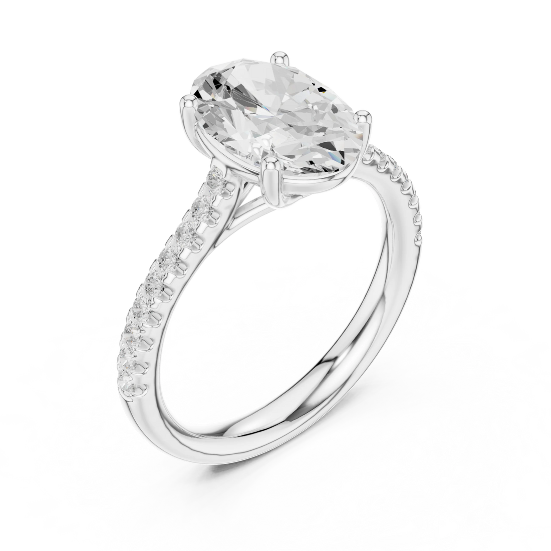 Oval-Cut Diamond Engagement Ring with Split Shank
