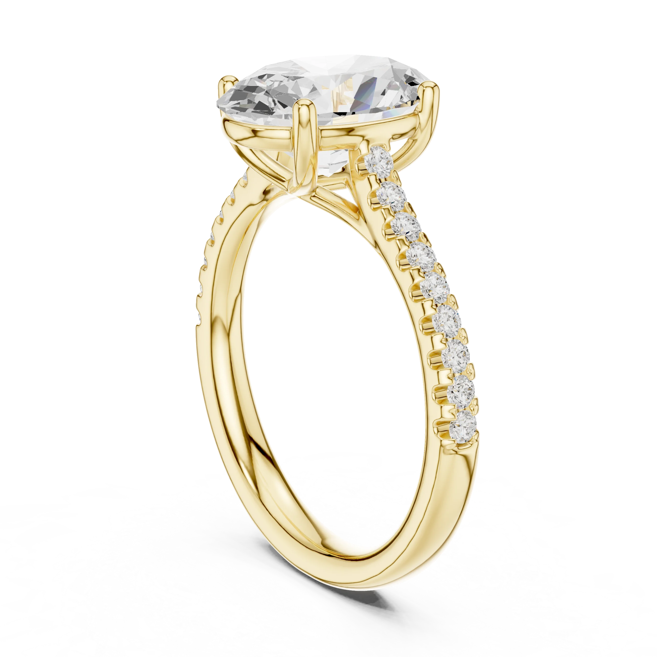 Oval-Cut Diamond Engagement Ring with Split Shank