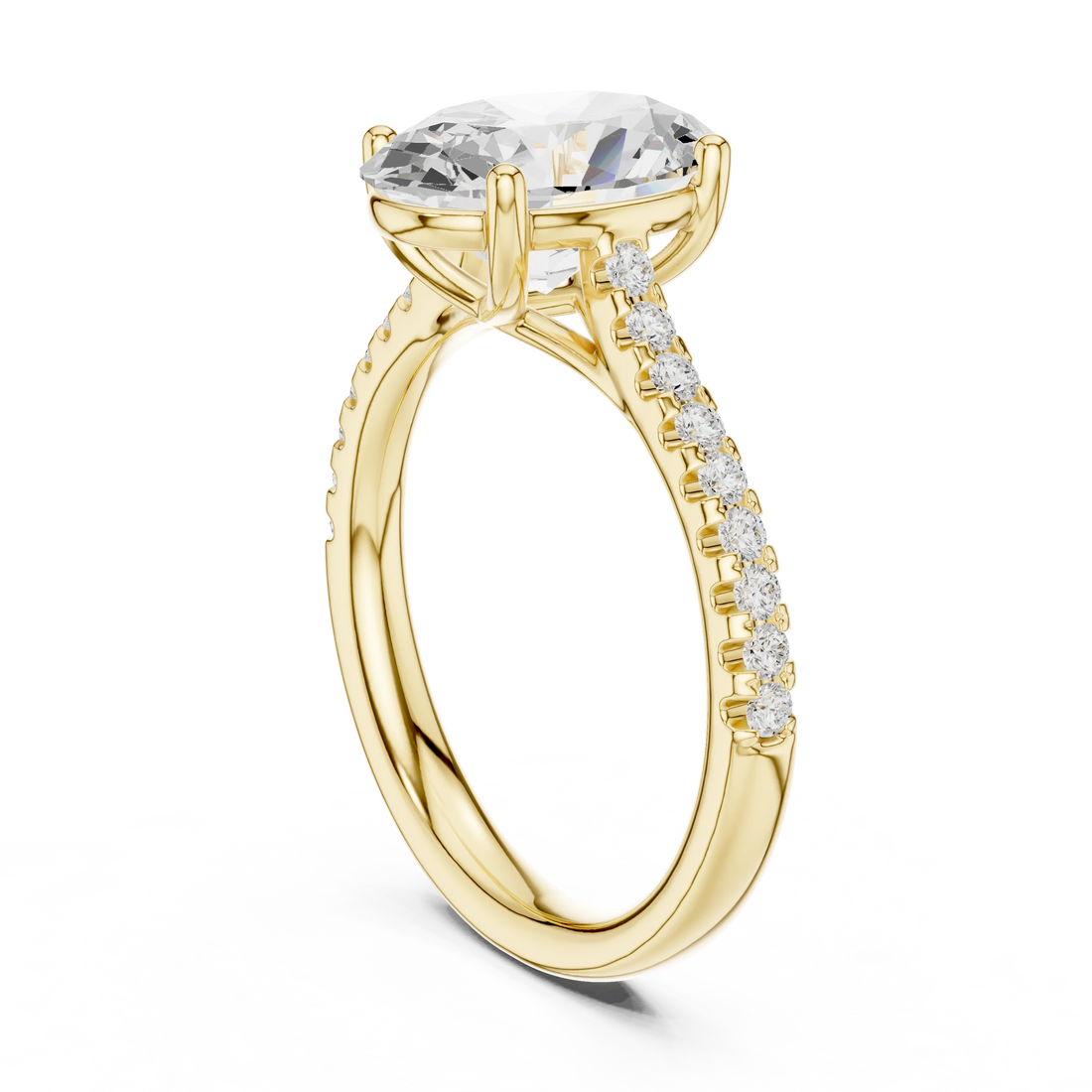 Oval-Cut Diamond Engagement Ring with Split Shank