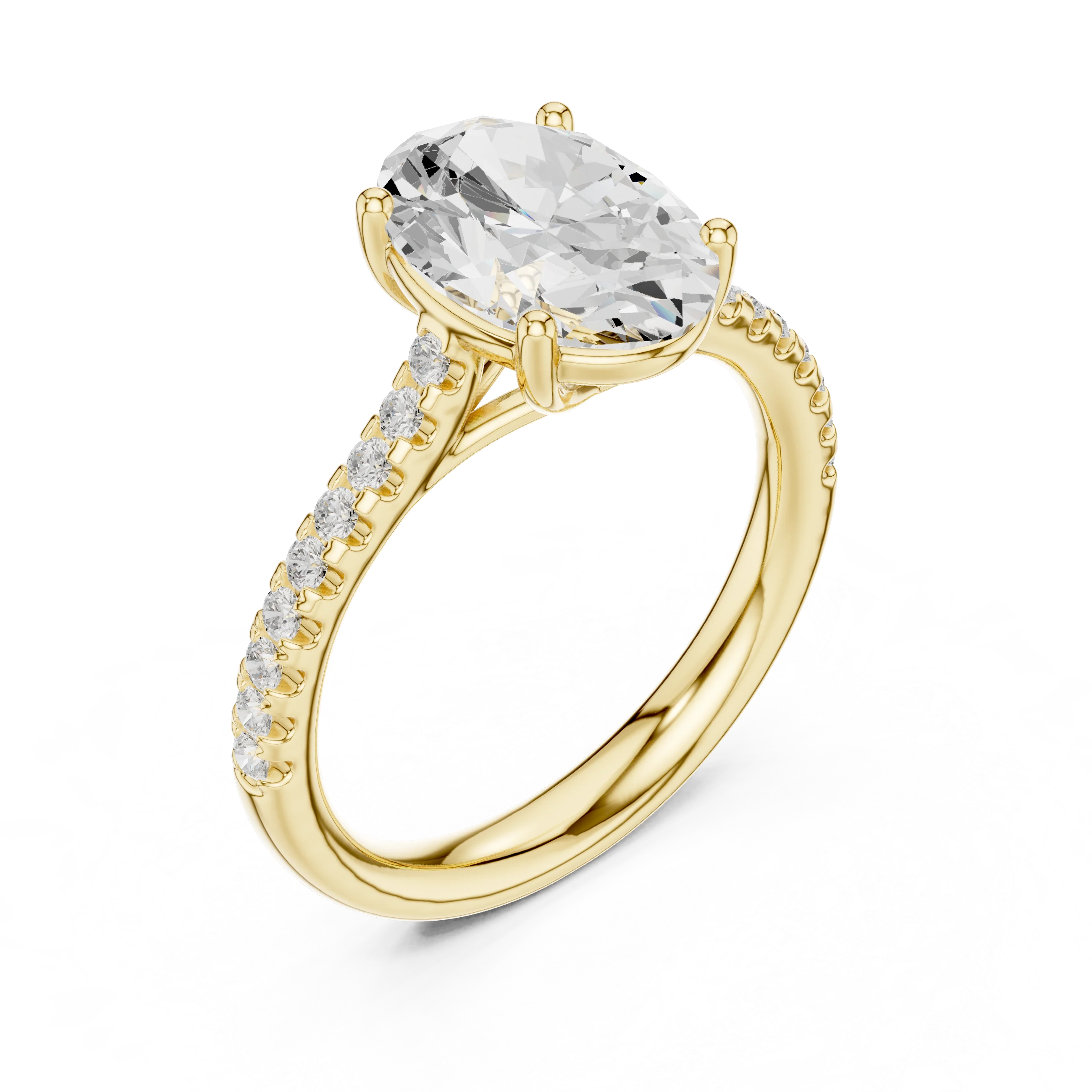 Oval-Cut Diamond Engagement Ring with Split Shank