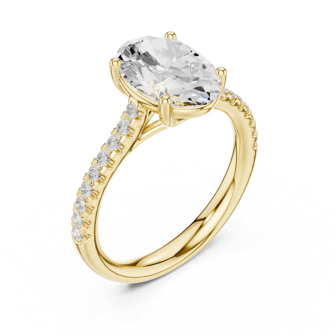 Oval-Cut Diamond Engagement Ring with Split Shank