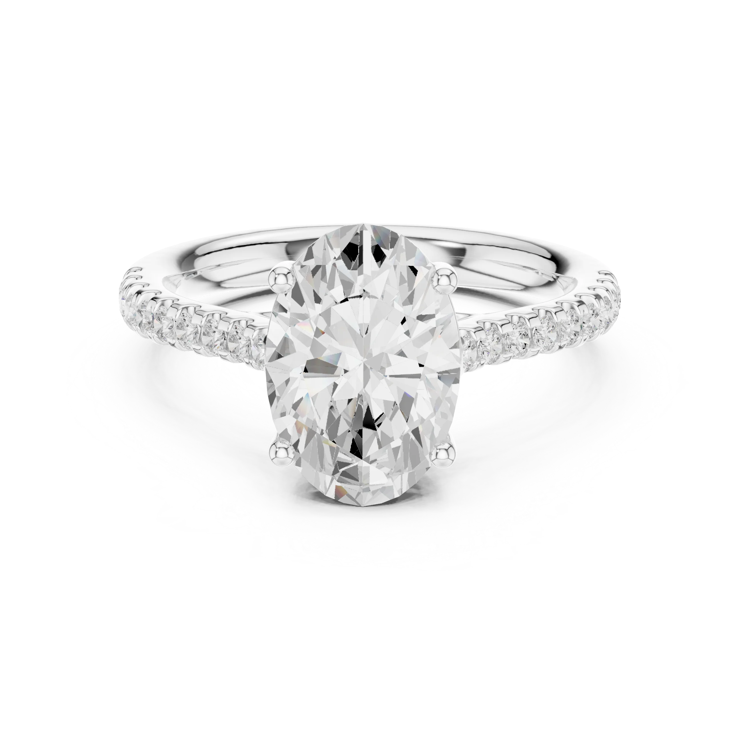 Oval-Cut Diamond Engagement Ring with Split Shank