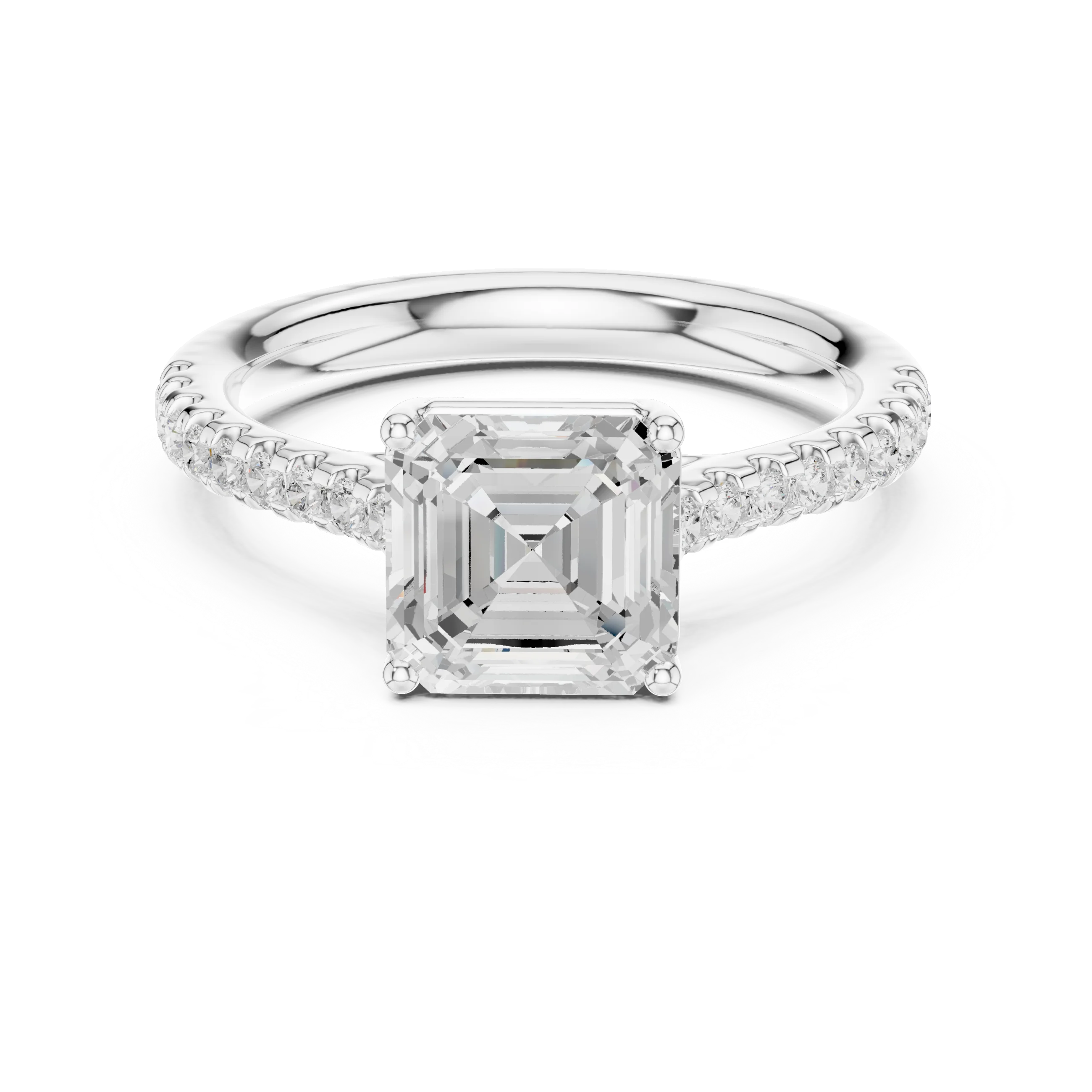 Asscher-Cut Diamond Engagement Ring with Split Shank