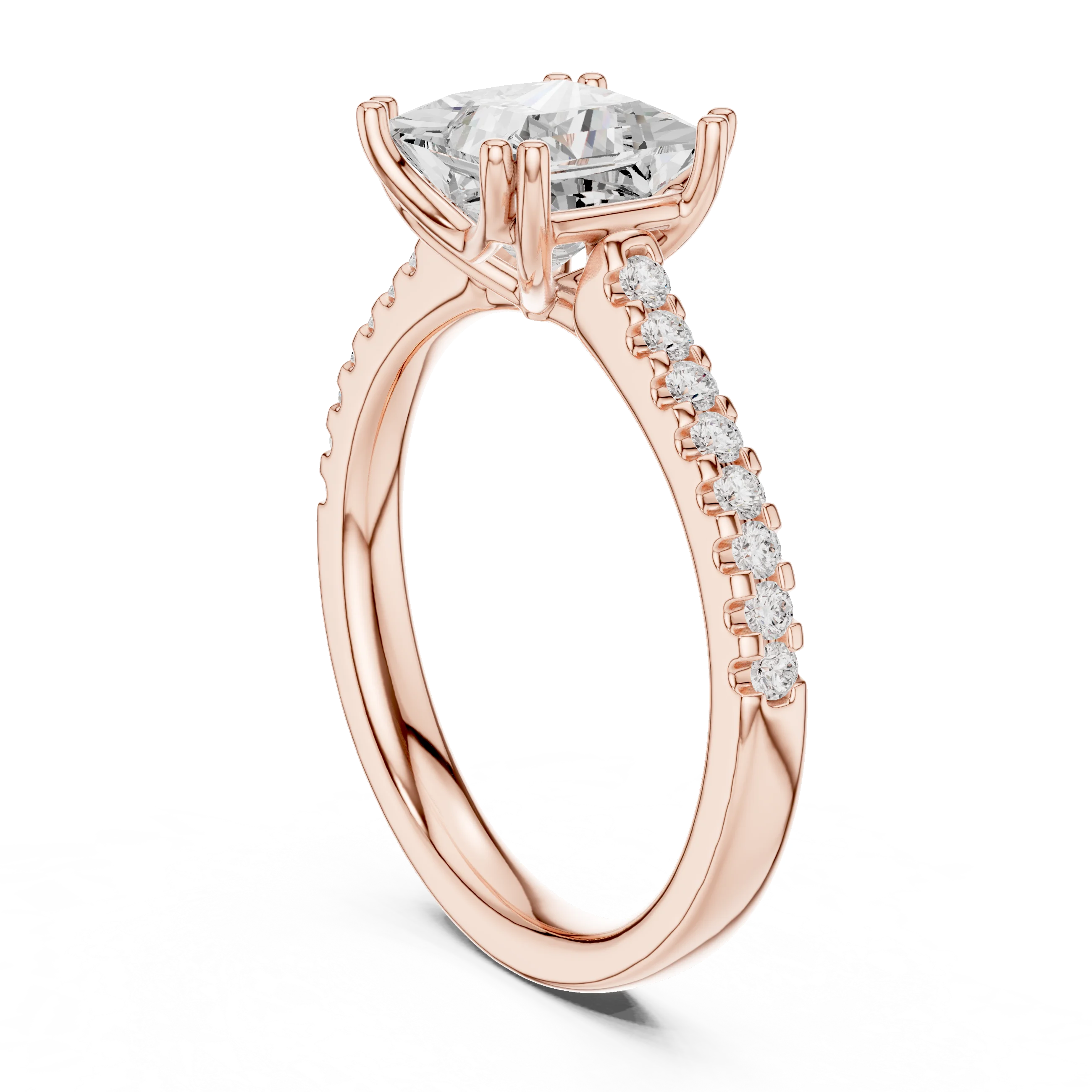 Princess-Cut Diamond Engagement Ring with Split Shank