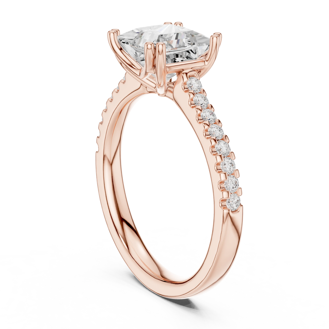 Princess-Cut Diamond Engagement Ring with Split Shank