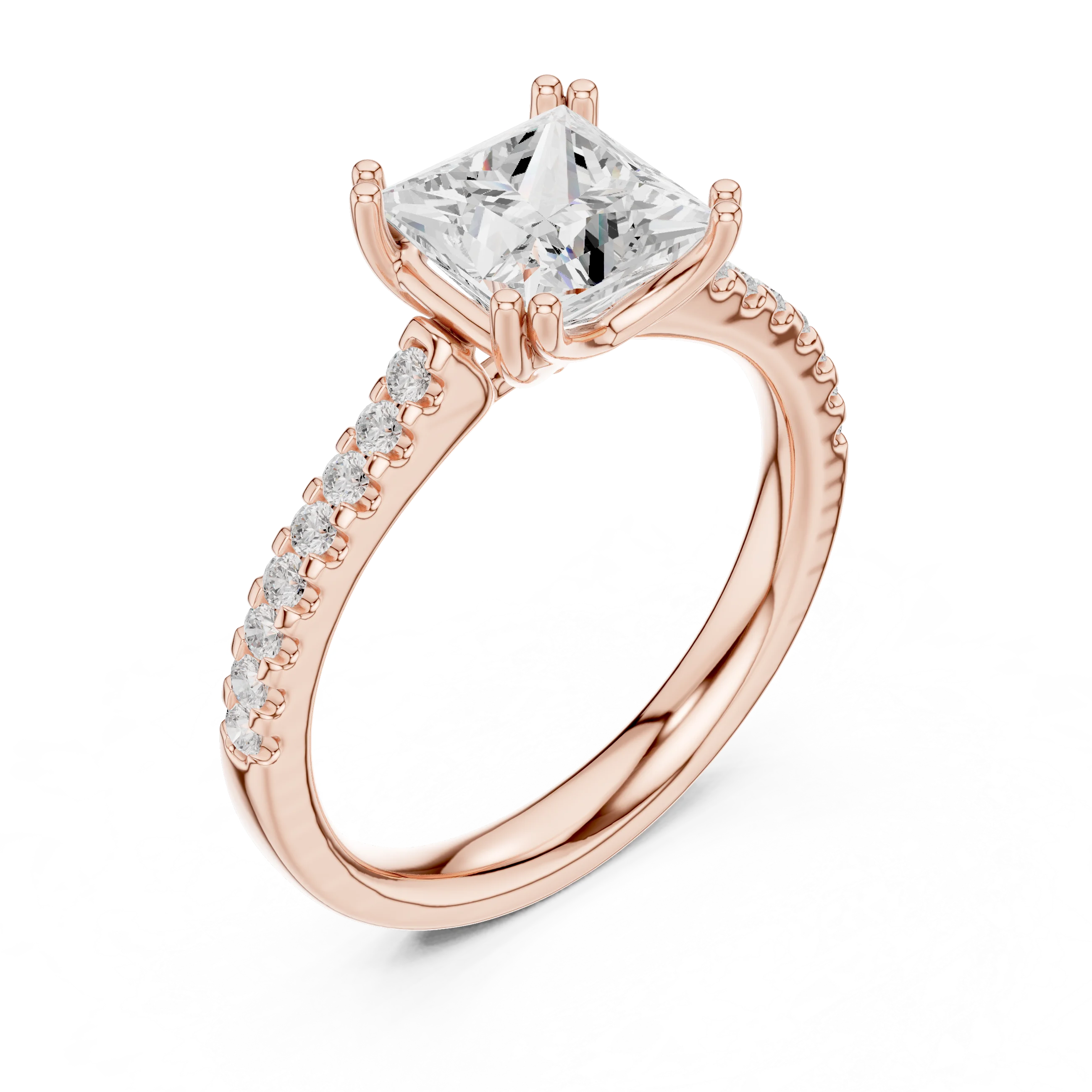 Princess-Cut Diamond Engagement Ring with Split Shank