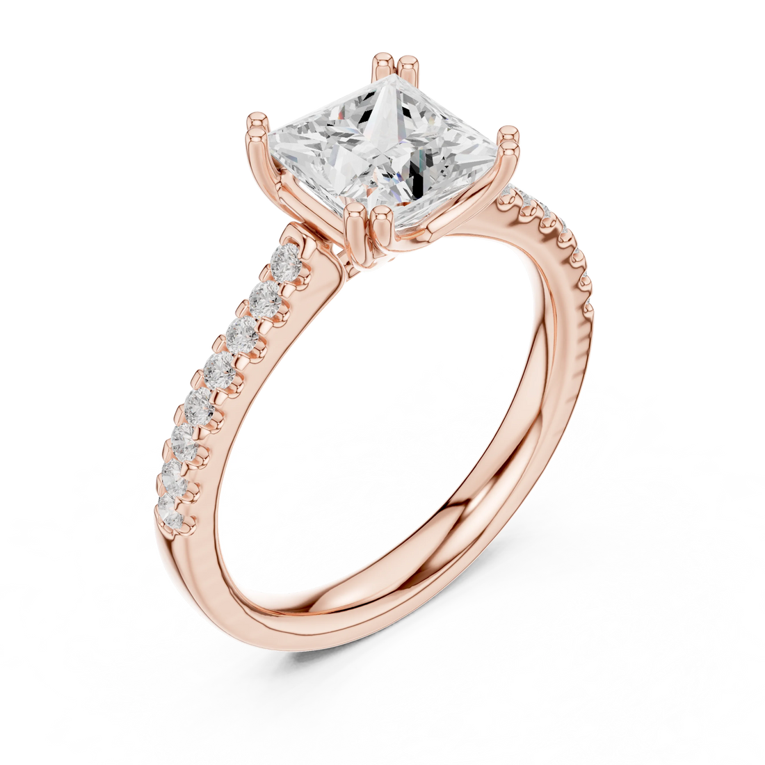Princess-Cut Diamond Engagement Ring with Split Shank