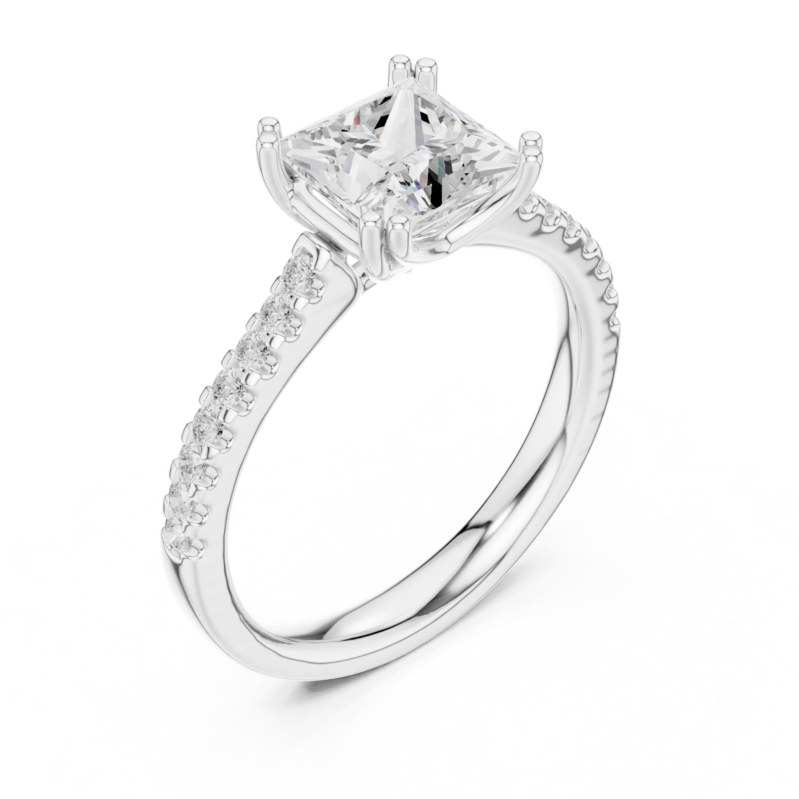 Princess-Cut Diamond Engagement Ring with Split Shank