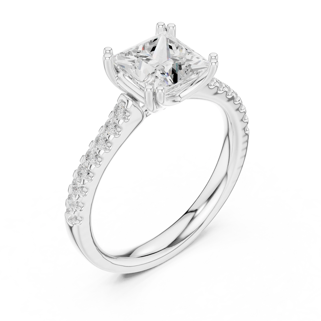 Princess-Cut Diamond Engagement Ring with Split Shank